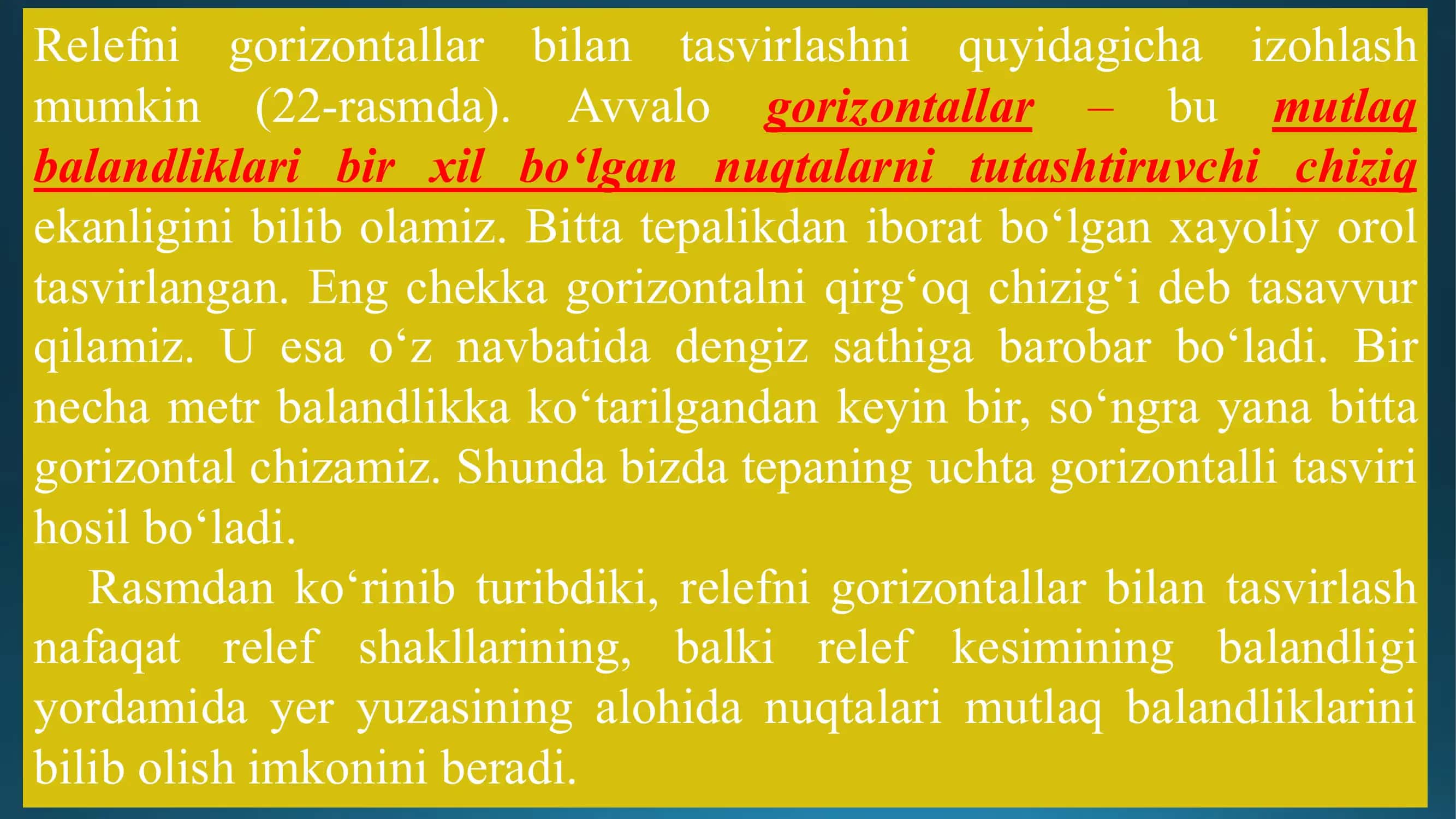 Rel'efni gorizontallar bilan tasvirlash 3