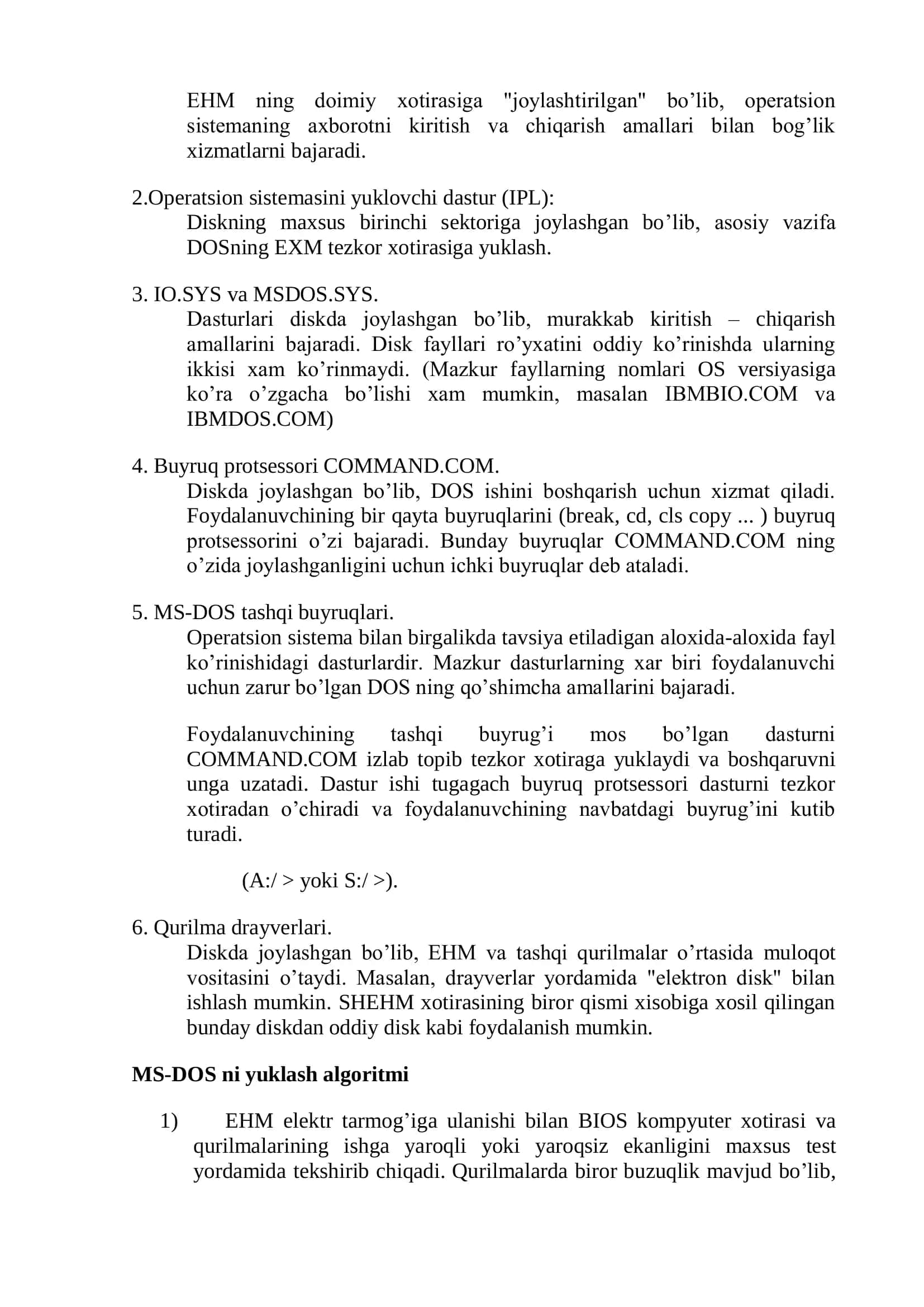 MS DOS OPERATSIYON TIZIMI 3