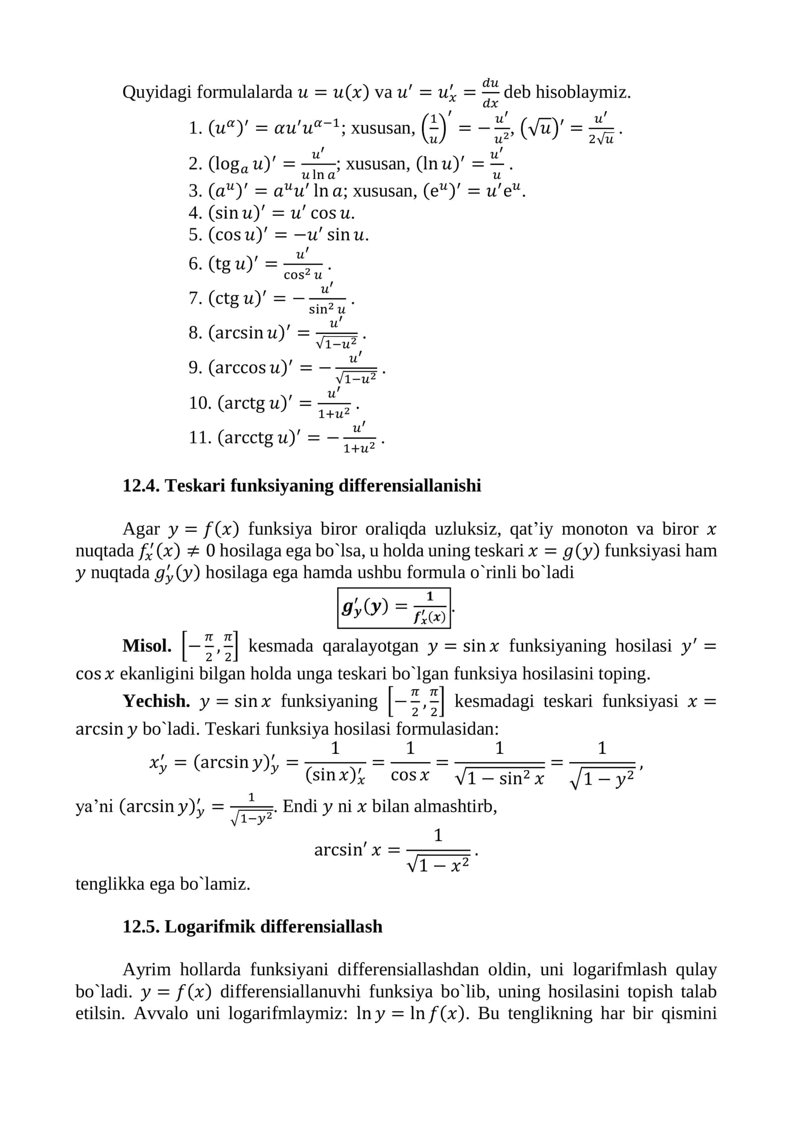 Differensiallashning algebraik amallarga ta’siri 3
