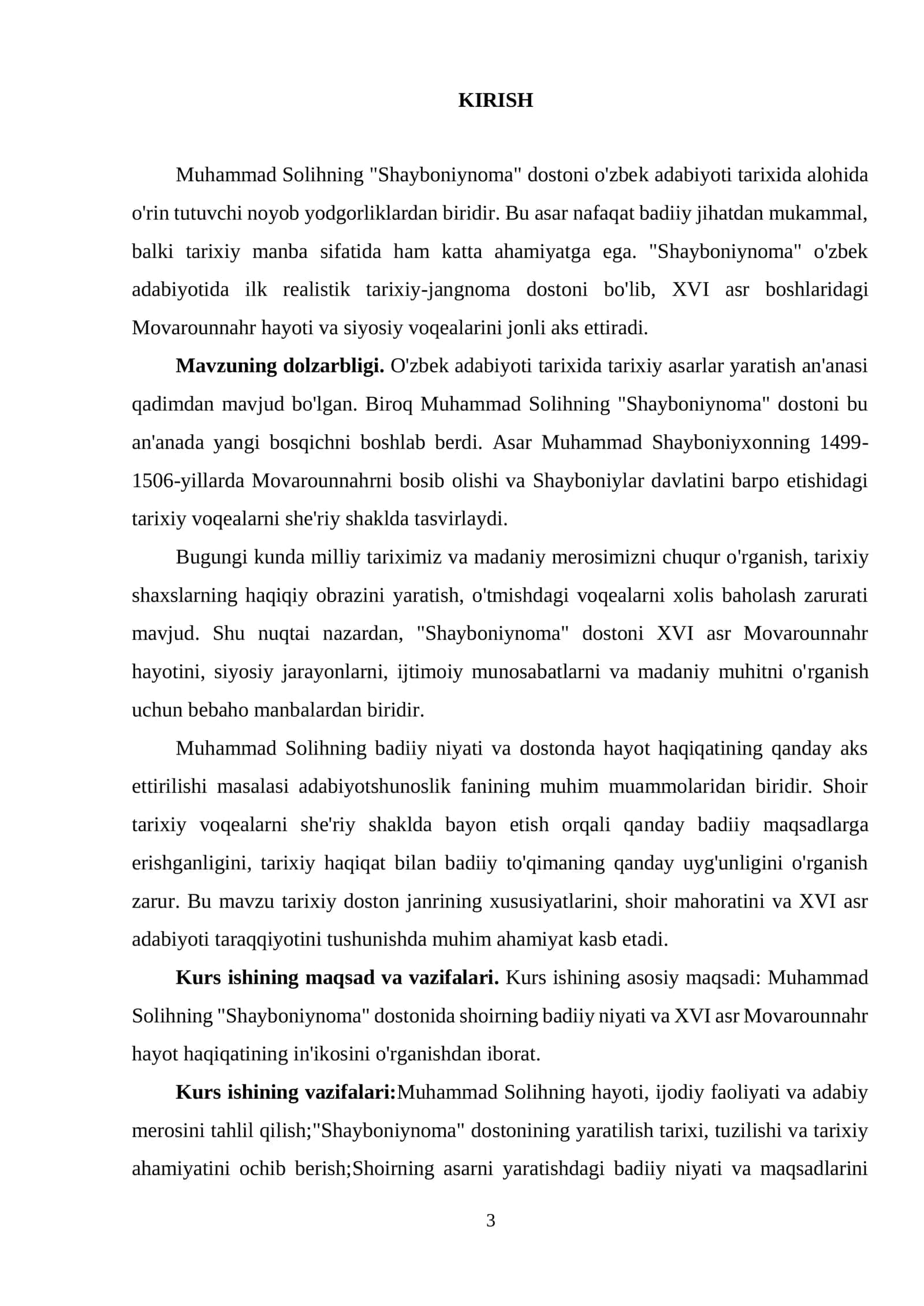 "Muhammad Solihning “Shayboniynoma” dostonida shoirning badiiy niyati va hayot haqiqatining in’ikosi." 3