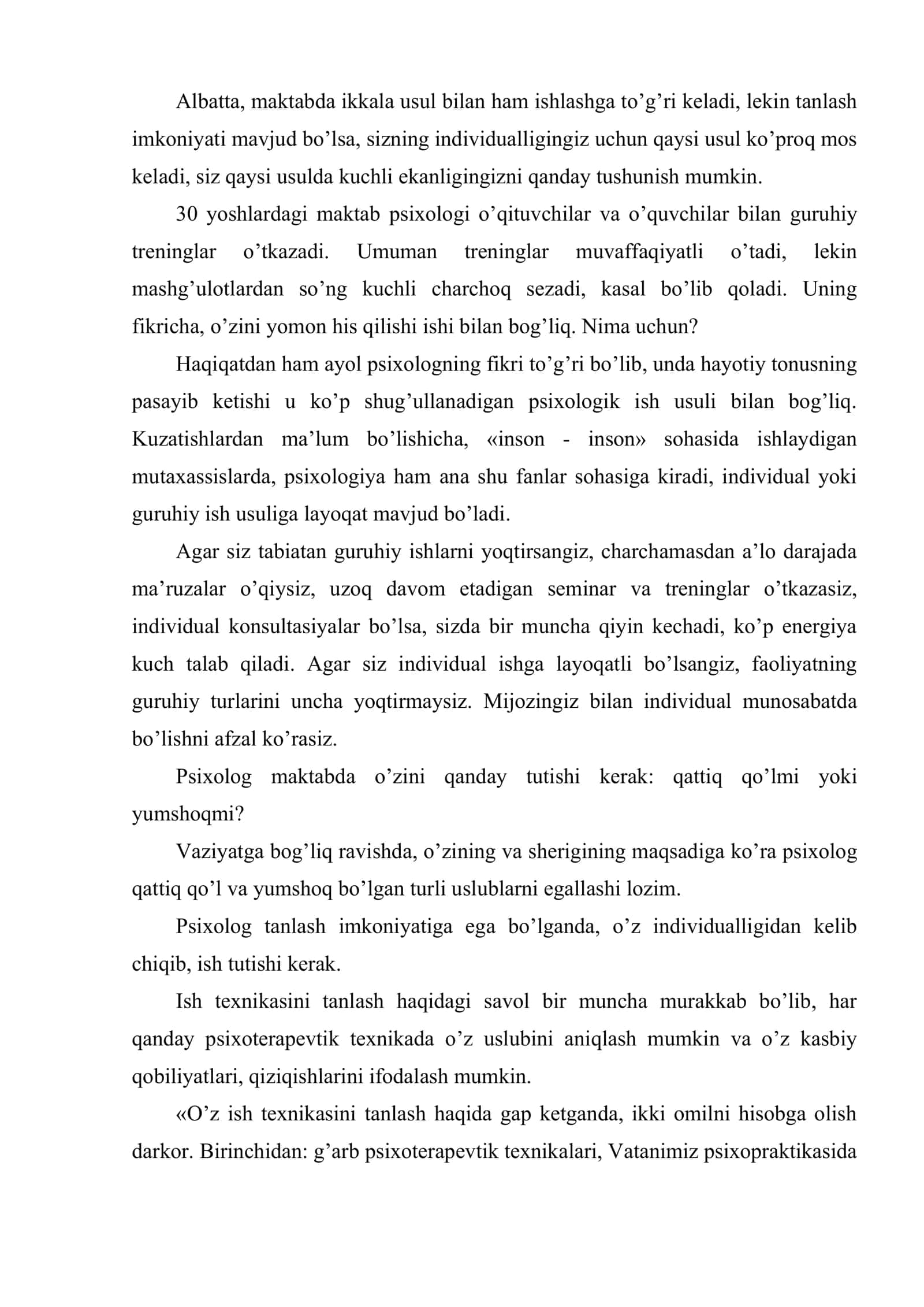 Amaliyotchi psixolog faoliyatining umumiy masalalari 3