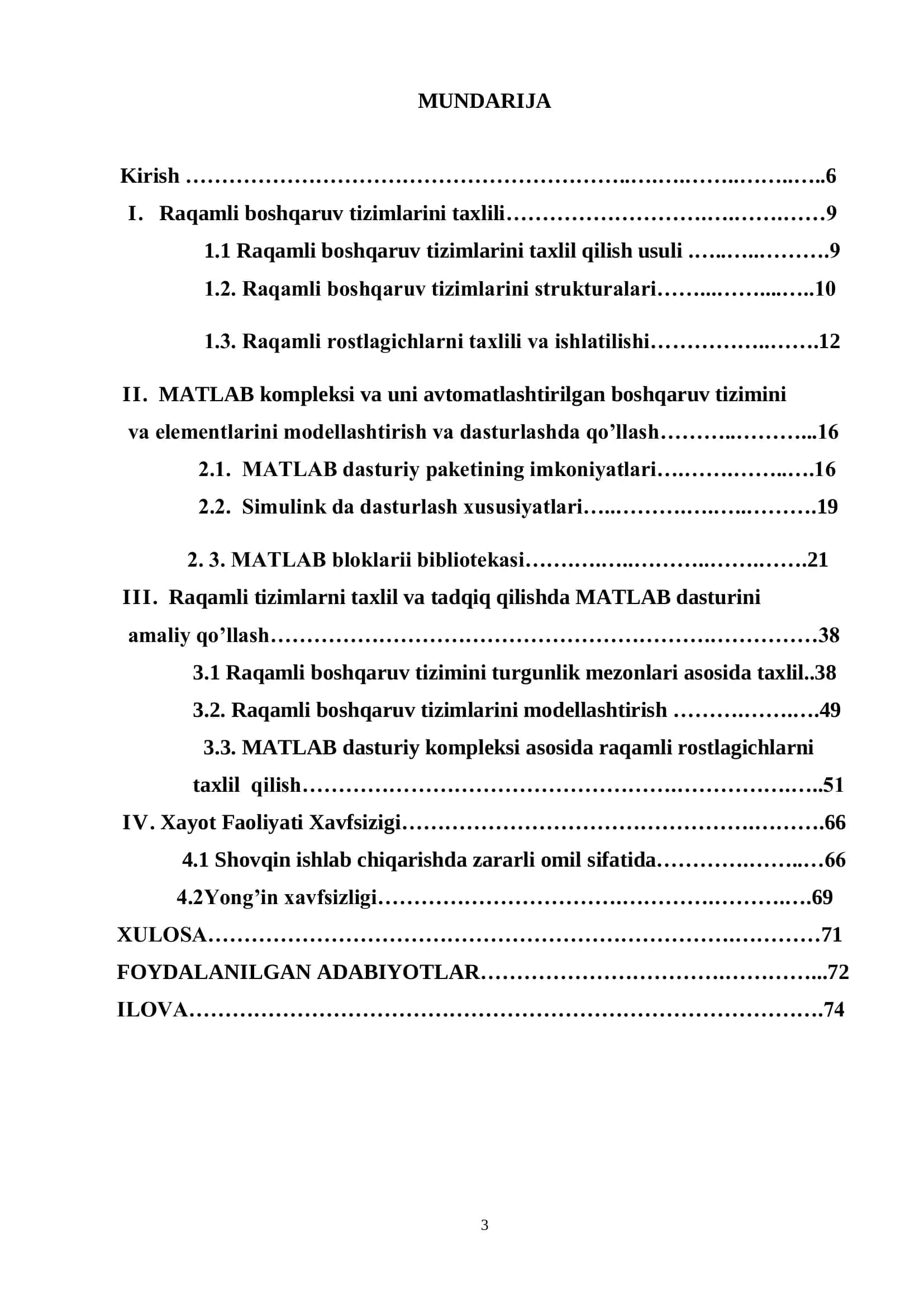MATLAB kompleksida avtomatlashtirilgan boshqaruv tizimini va elementlarini modellashtirish va dasturlash 3
