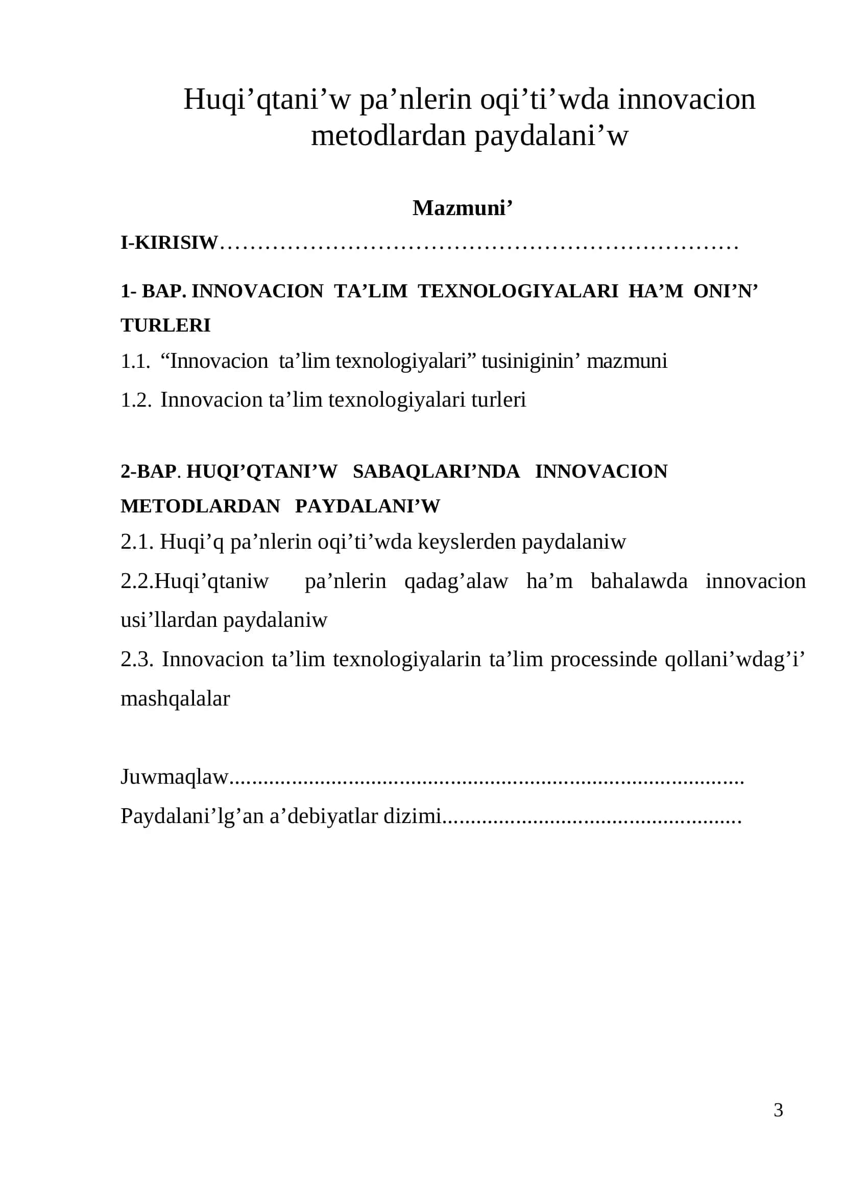 Huqi’qtani’w pa’nlerin oqi’ti’wda innovacion metodlardan paydalani’w 3