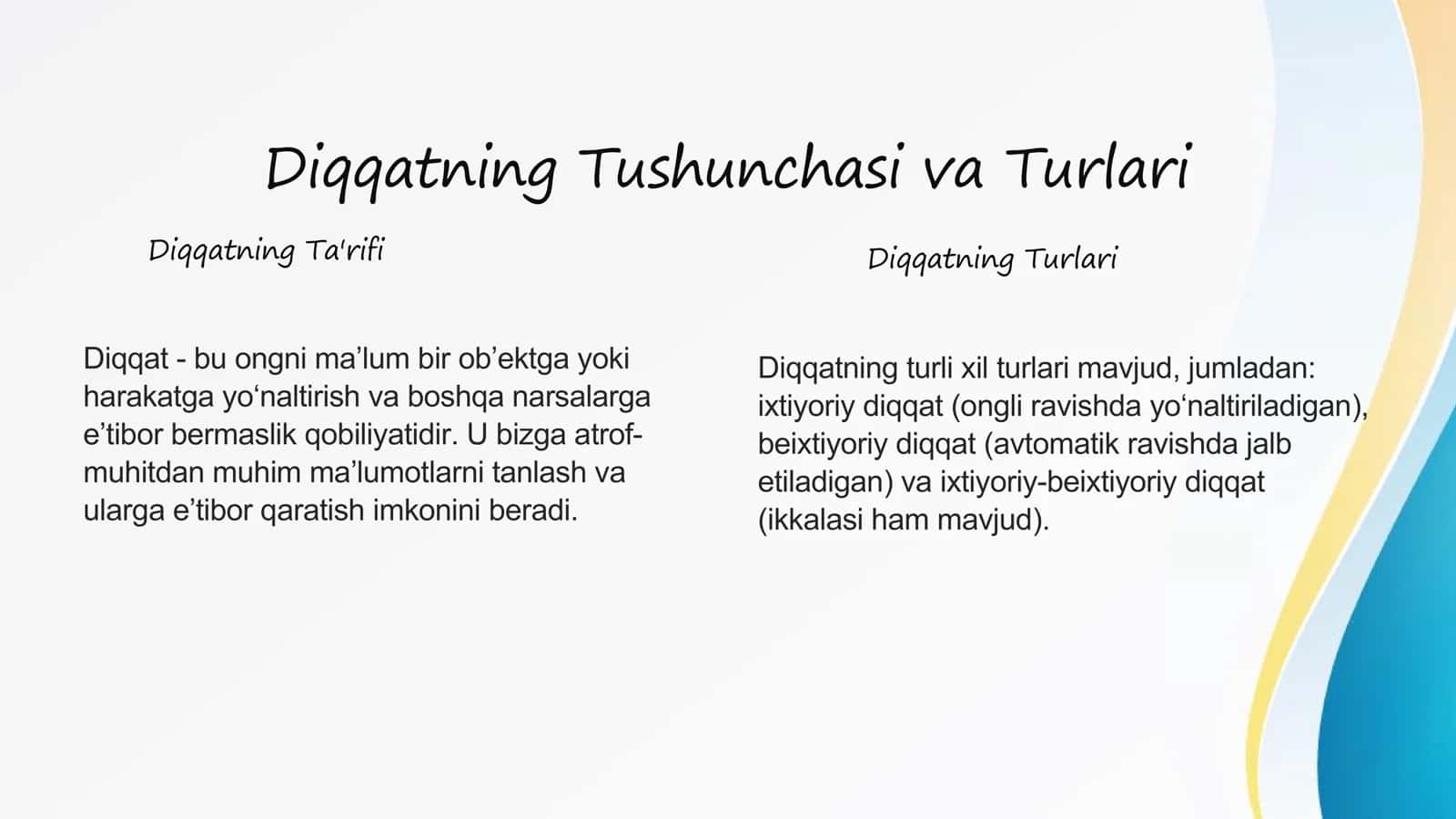 Diqqatning neyrofiziologik xususiyatlari va rivojlanishi 3
