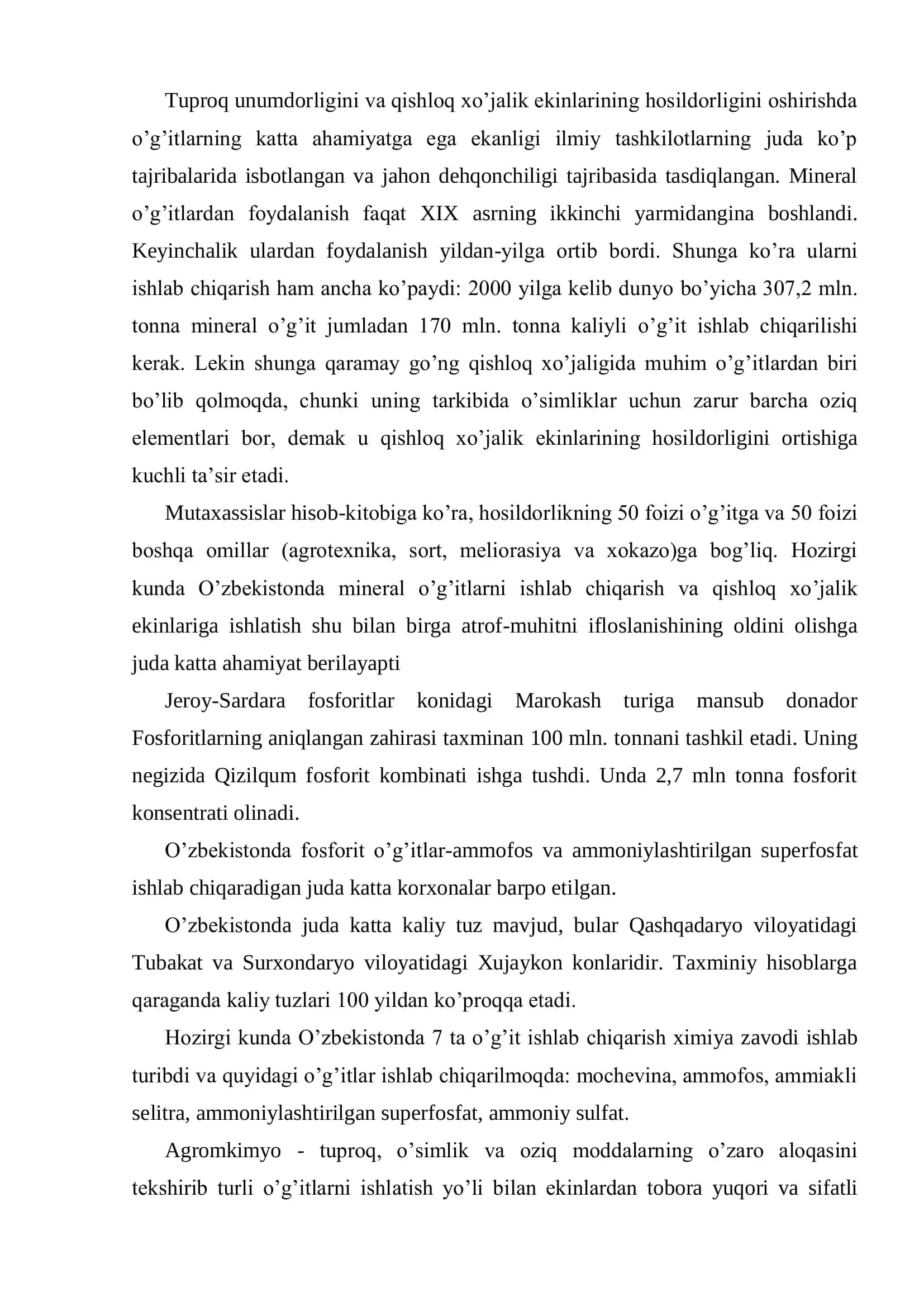 Agrokimyo fanining maqsadi va vazifalari 3