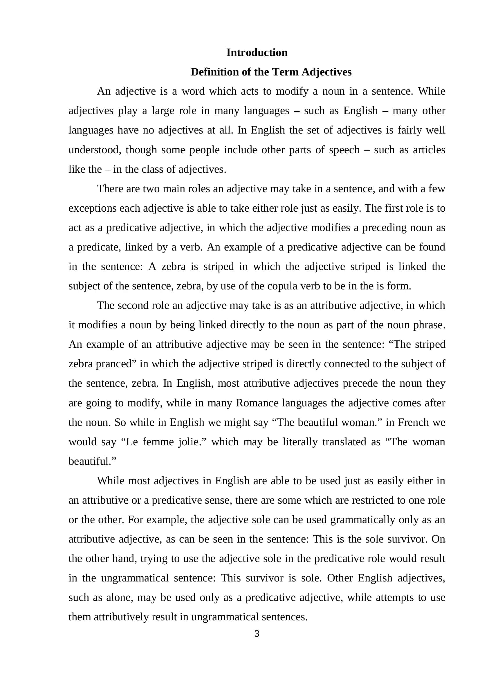 Definition of the Term Adjectives 3