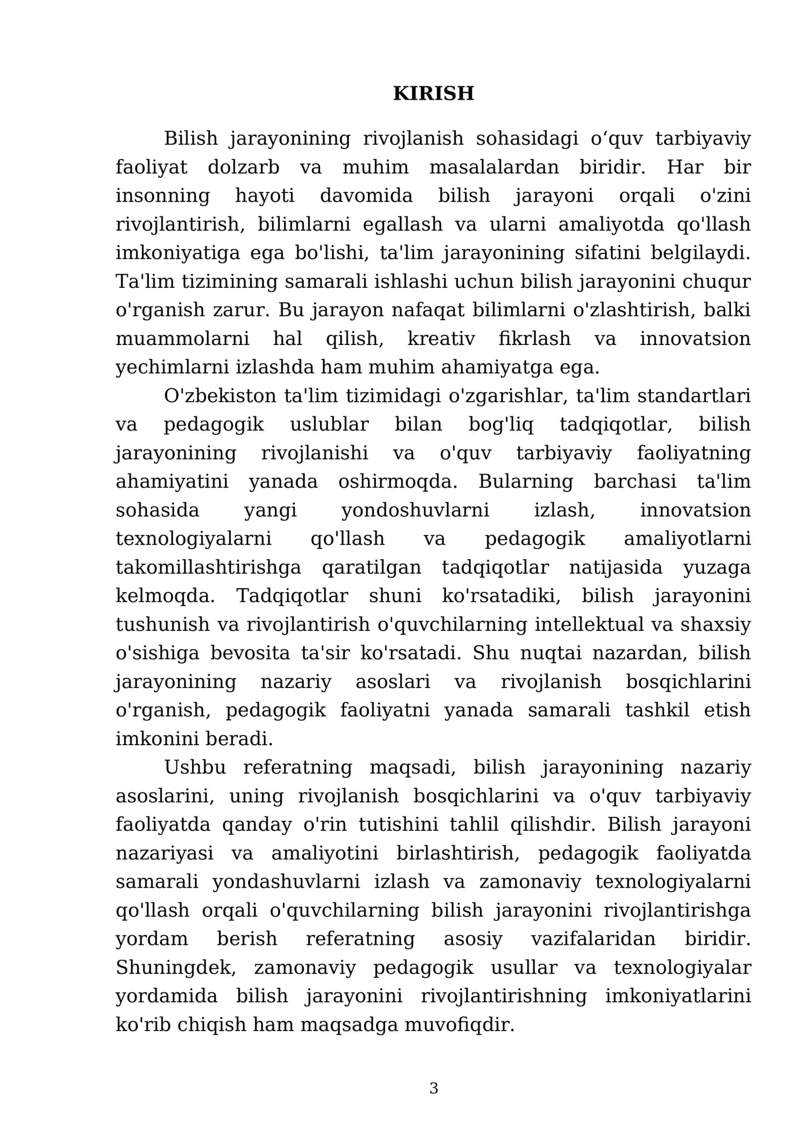 Bilish jarayonining rivojlanish sohasidagi oʻquv tarbiyaviy faoliyat 3
