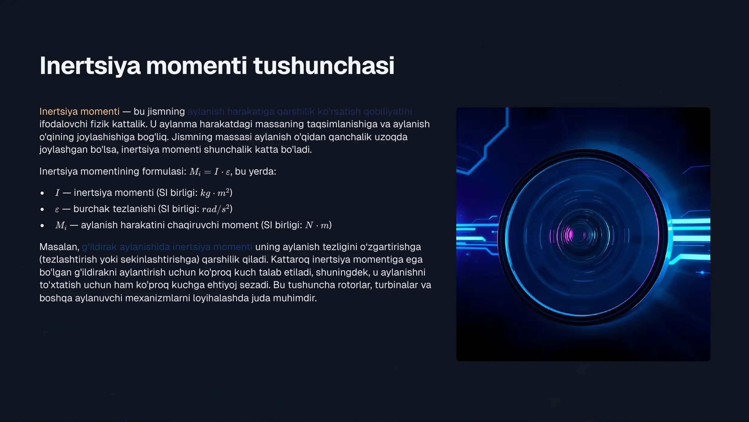 Inertsiya kuchi va inertsiya momenti 3