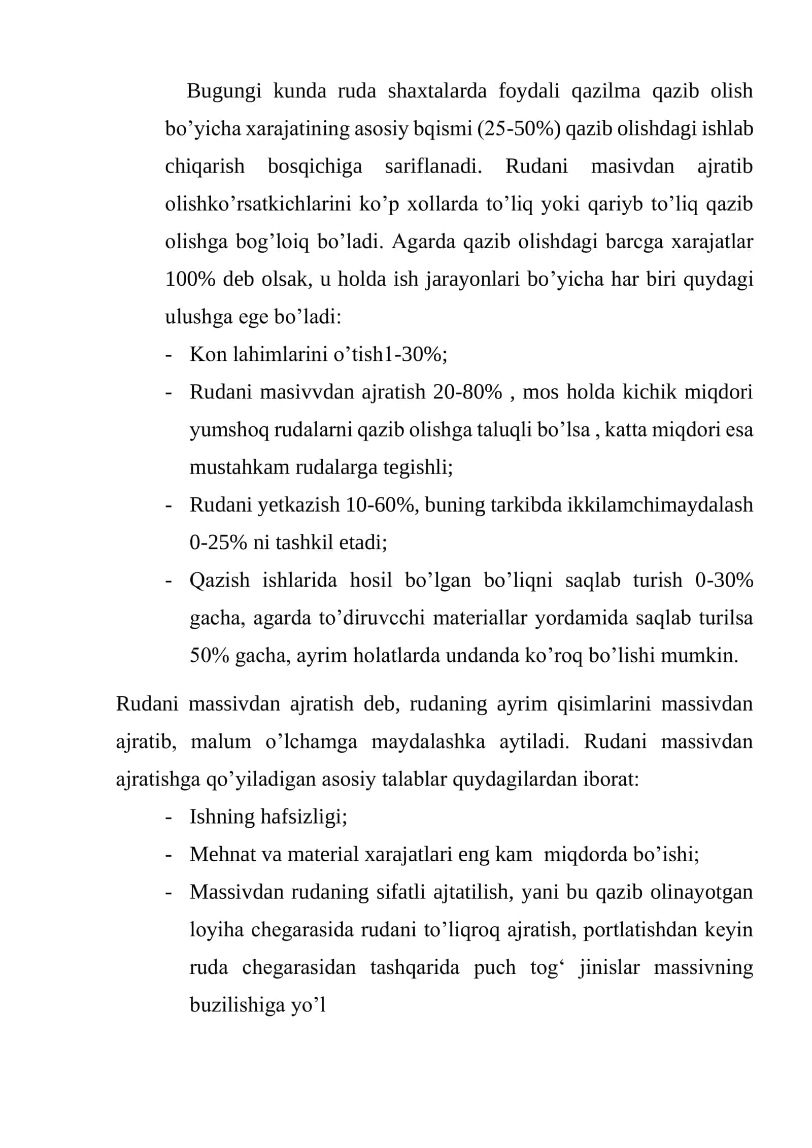 Rudani massivdan ajratishni mexanik usuli 3