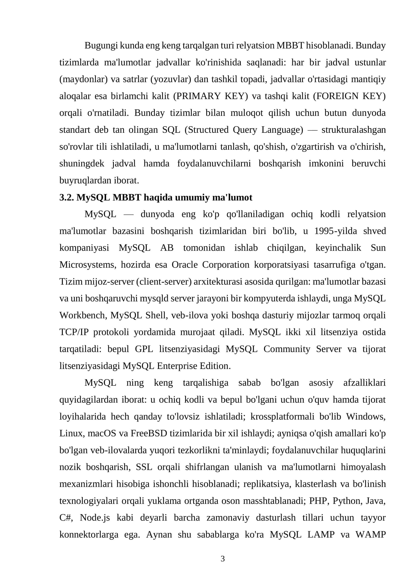 MySQL ma'lumotlar bazasini boshqarish tizimini o'rnatish va sozlash 3