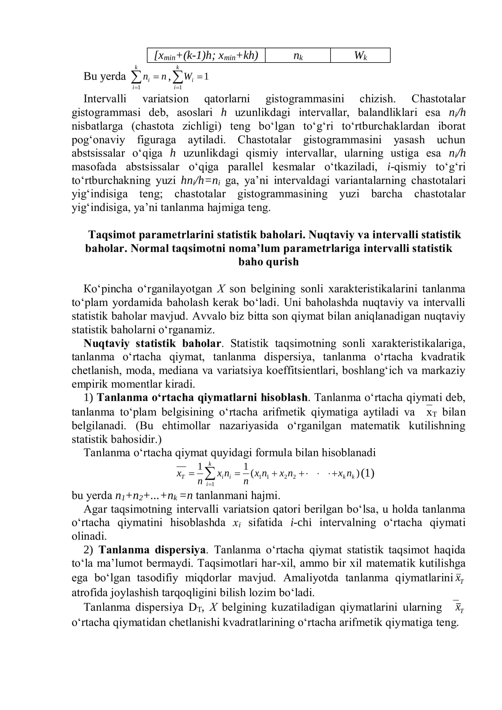 Matematik statistika elementlariga doir misollar yechish 3