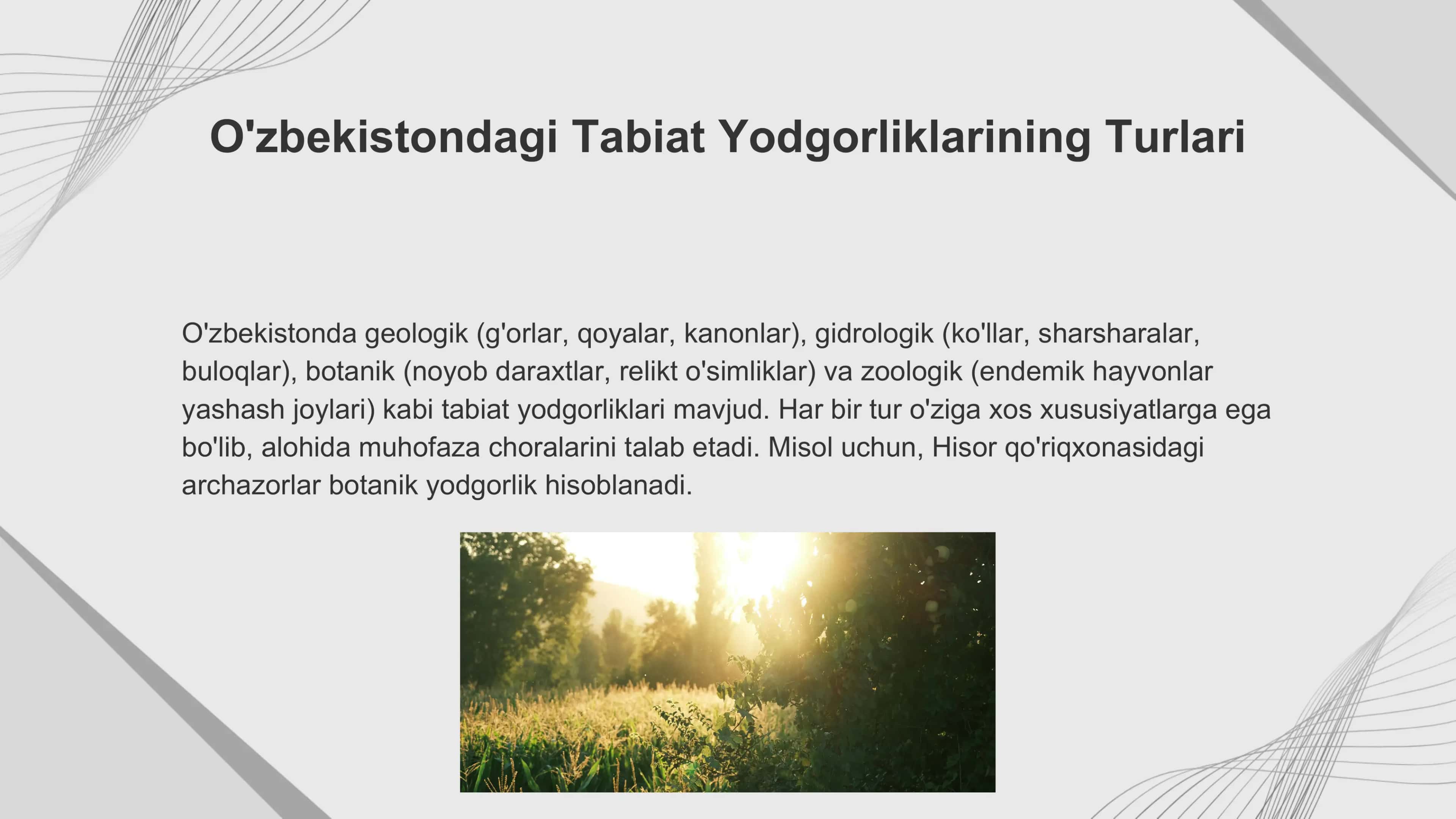 O'zbekistonning Noyob Tabiat Yodgorliklari: Muhofaza va Foydalanish Strategiyalari 3