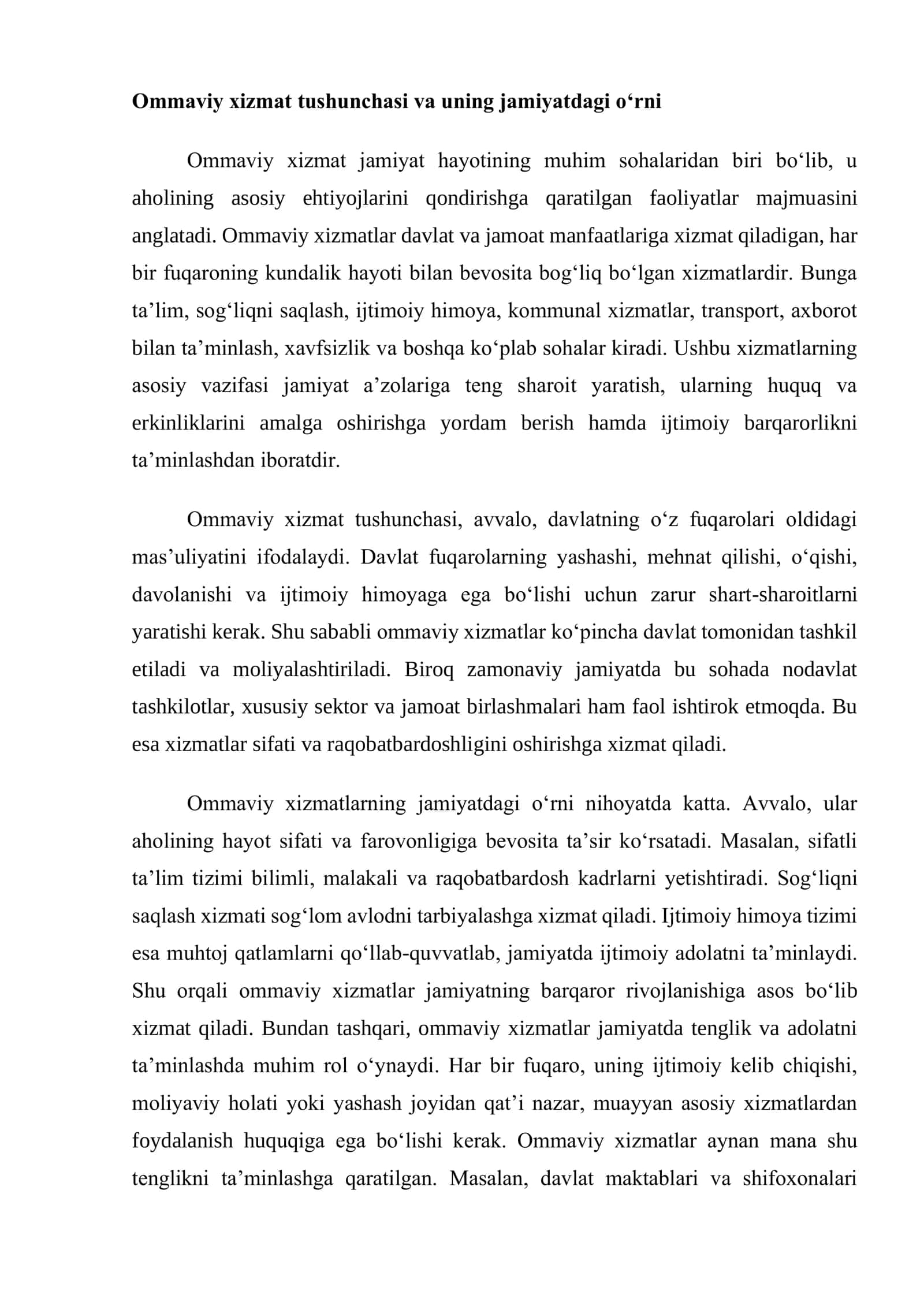 OMMAVIY XIZMAT VA XIZMATCHILAR 3