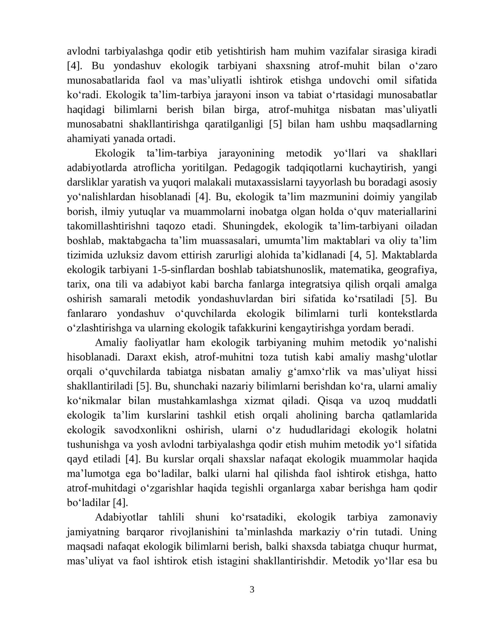 EKOLOGIK TARBIYA: MAQSADI VA METODIK YOʻLLARI 3