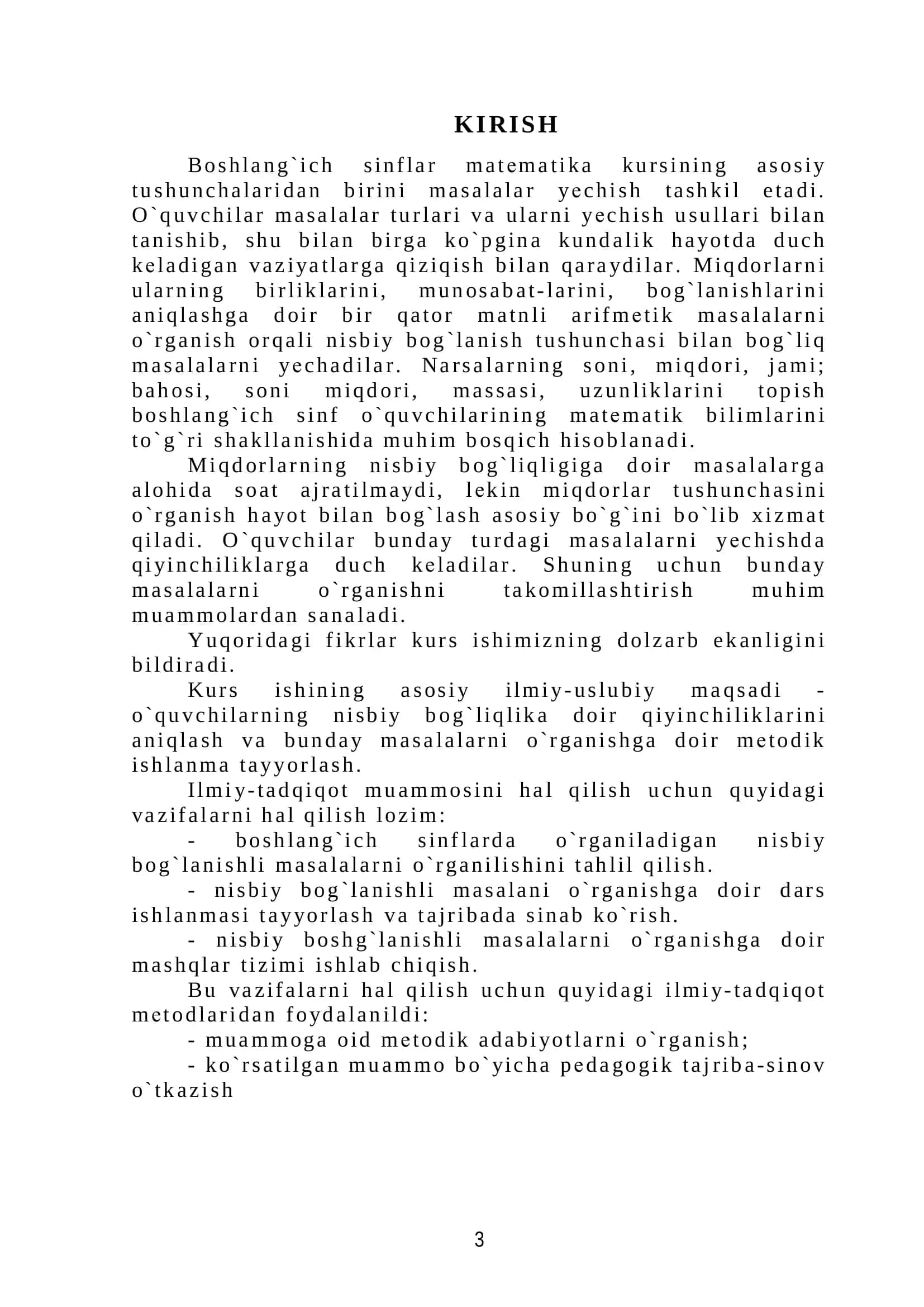 Miqdorlarning nisbiy bog`liqligiga doir masalalar ustida ishlash 3