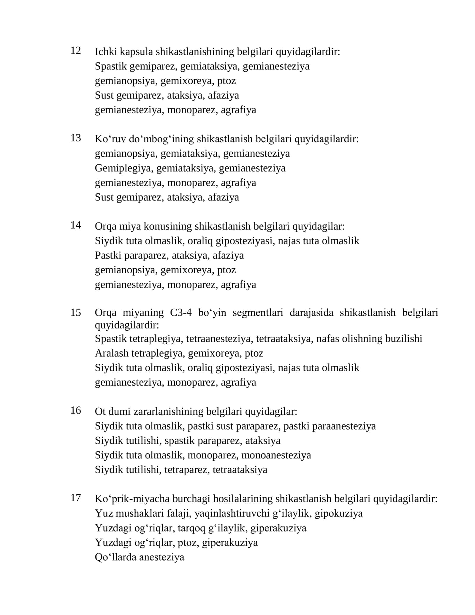 Nevrologiya mutaxassisligi test  2026 3