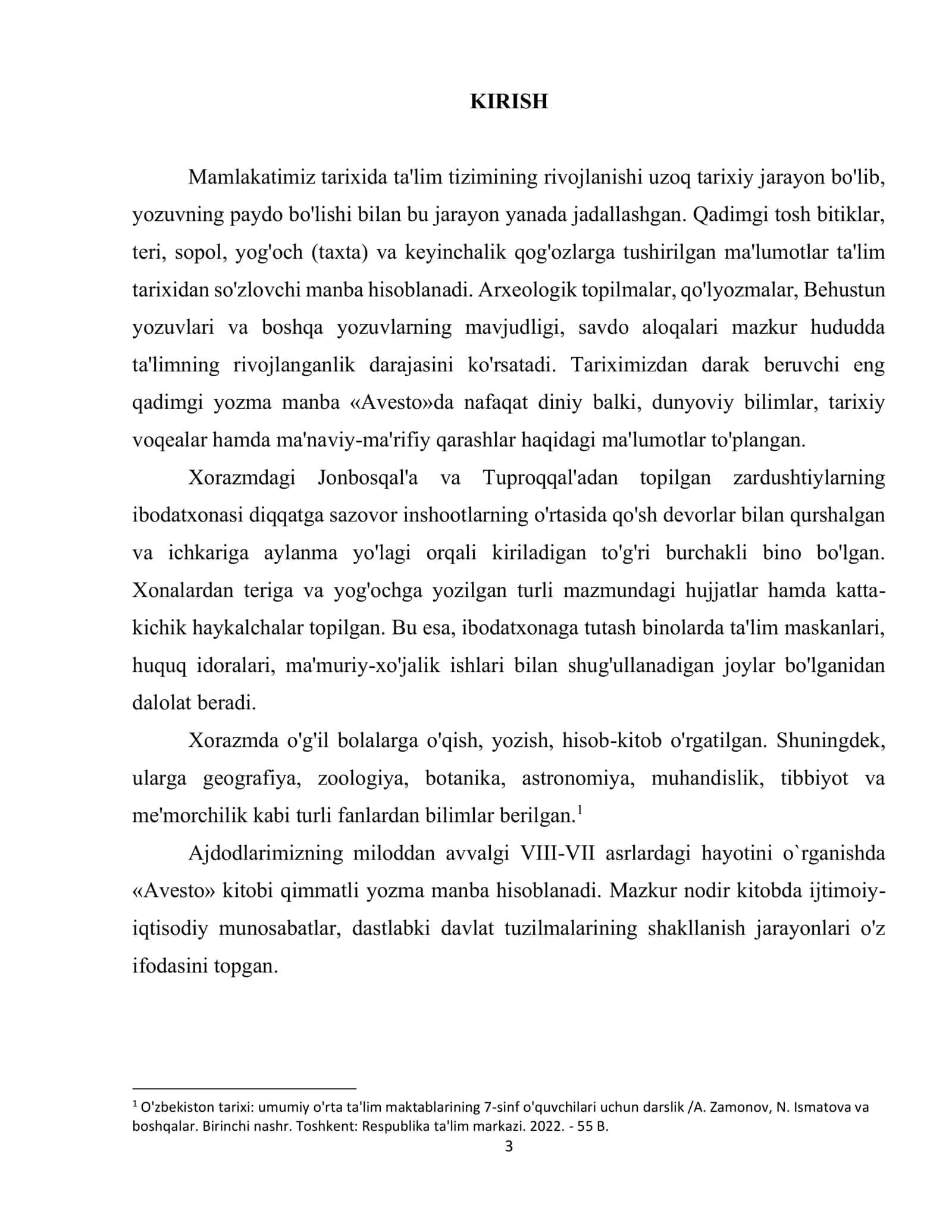 Avestoning o'rta osiyo viloyatlari qadimgi tarixi, ijtimoiy tuzumi,  iqtisodiy hayoti va manaviy madaniyatini o'rganishdagi muhim ahamiyati 3