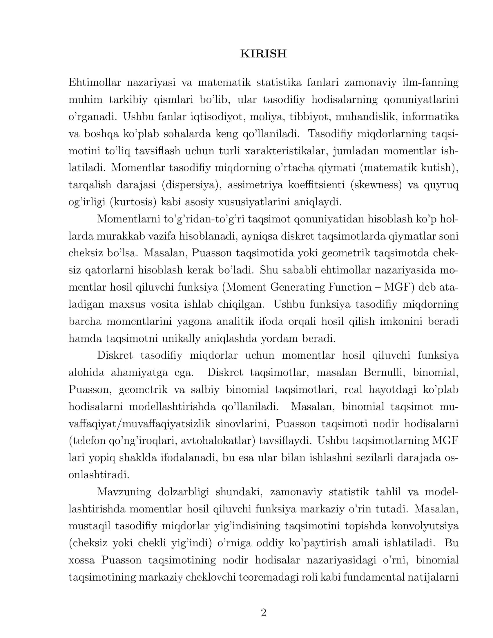 Hosil qiluvchi funksiyalar ehtimolarning polinomial taqsimoti. 3