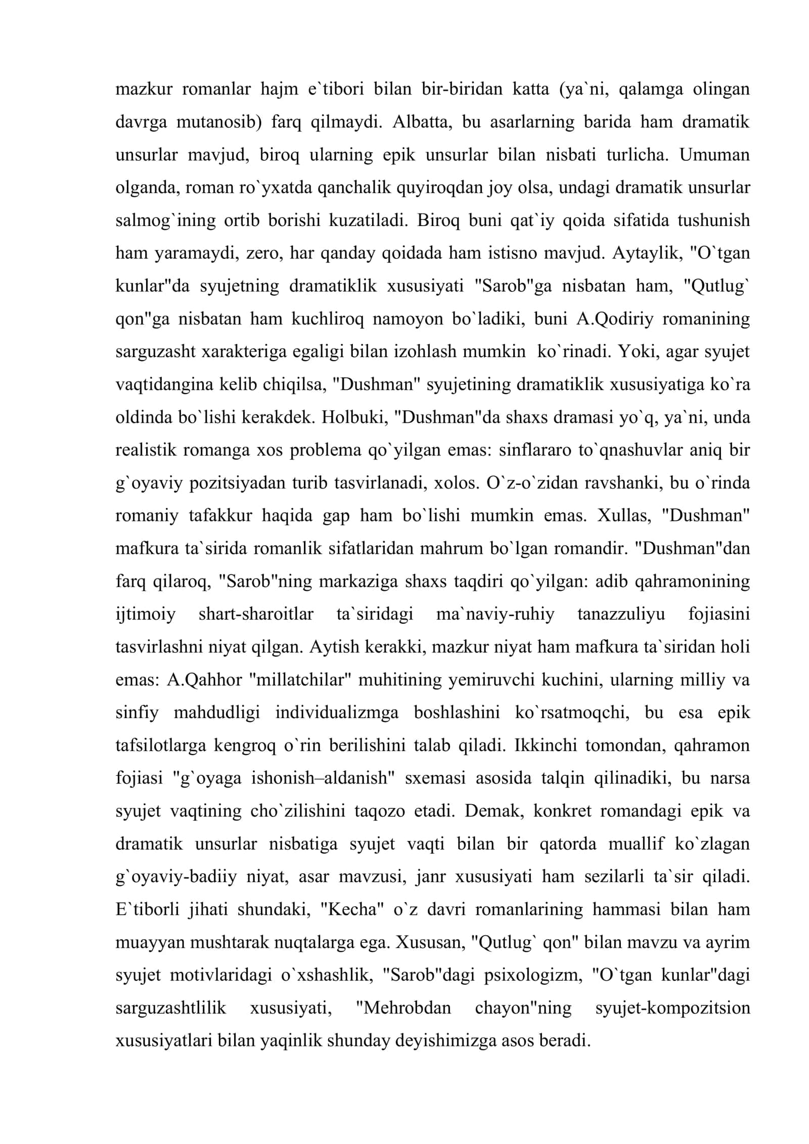 Kecha ning syujet qurilishi va uning badiiy niyat ijrosidagi roli haqida 3