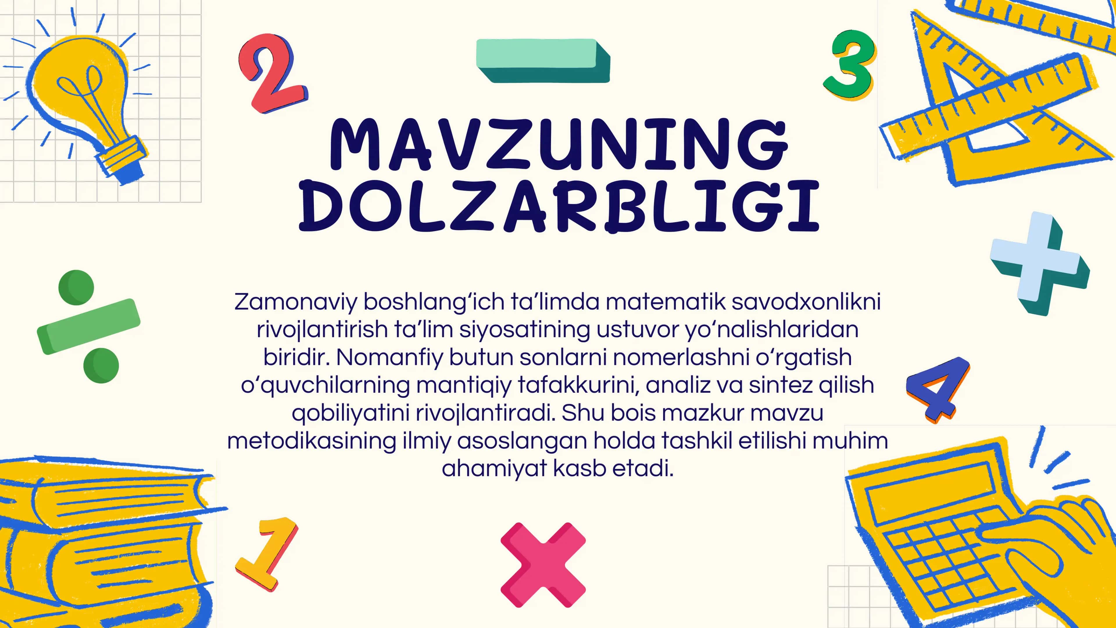 Boshlangʻich sinflarda nomanfiy butun sonlarni nomerlashga oʻrgatish metodikasi 3