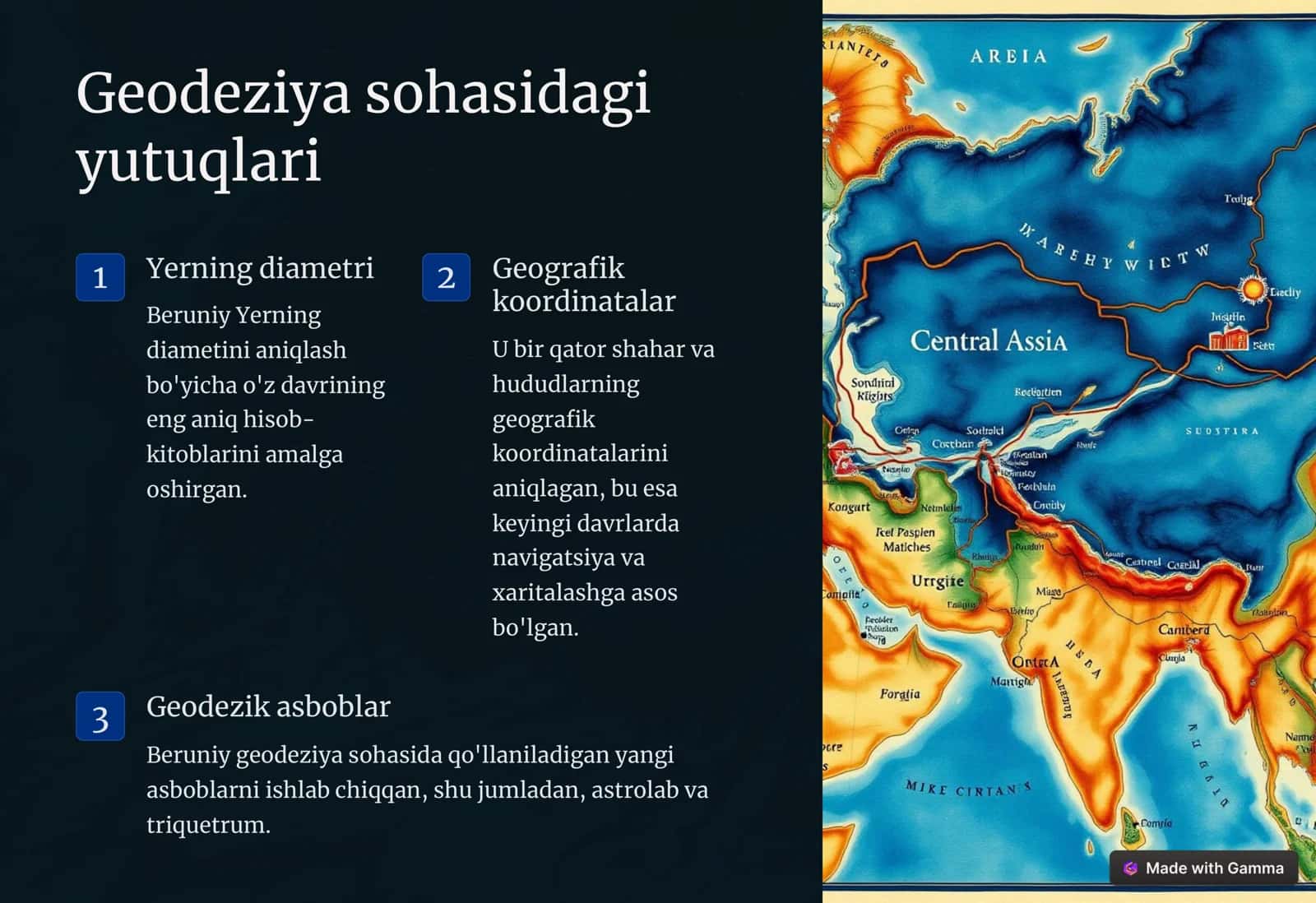 Abu Rayhon Beruniyning jahon ilm-faniga qo'shgan hissasi 3