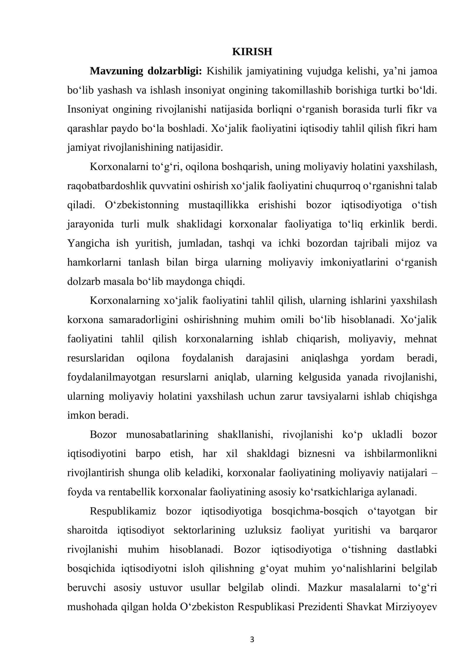 “SANOAT ISHLAB CHIQARISHINI BOSHQARISHDA MOLIYA VA KREDIT TIZIMINING ROLI” KURS ISHI 3