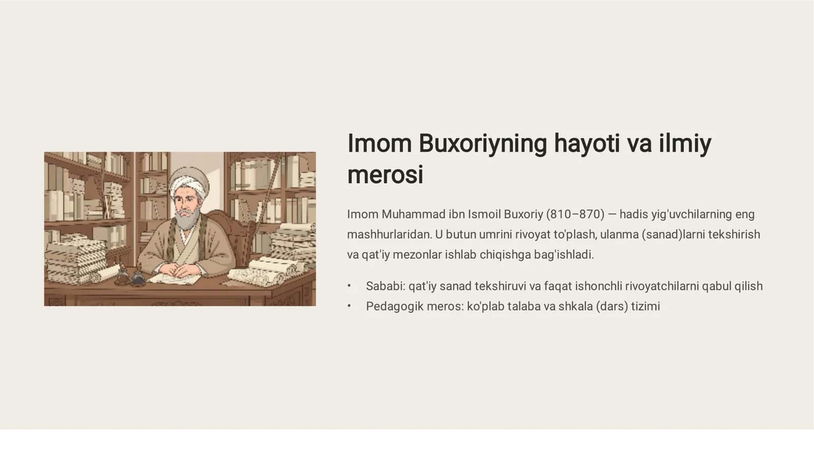 Imom Buxoriy va Imom Termiziy: Hadis ilmiga qo'shgan hissalarining qiyosiy tahlili 3