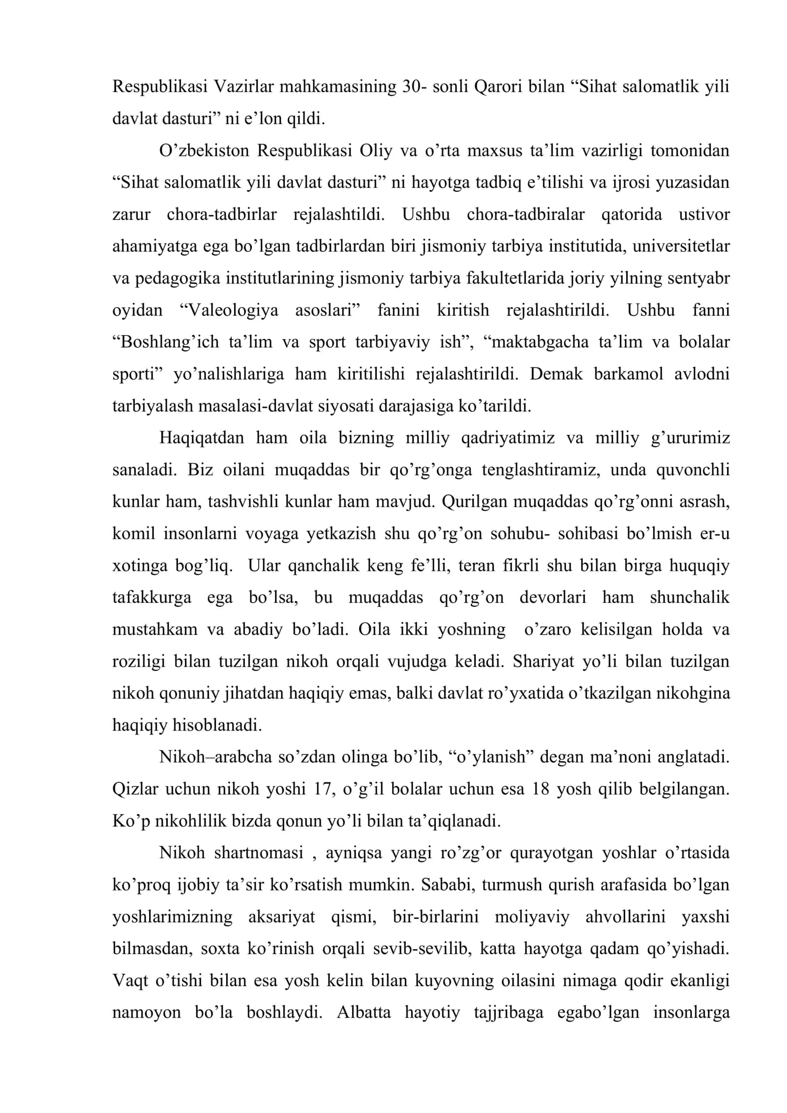 Valeologiyaga kirish. Odam salomatligi haqida hozirgi zamon tushunchalari 3