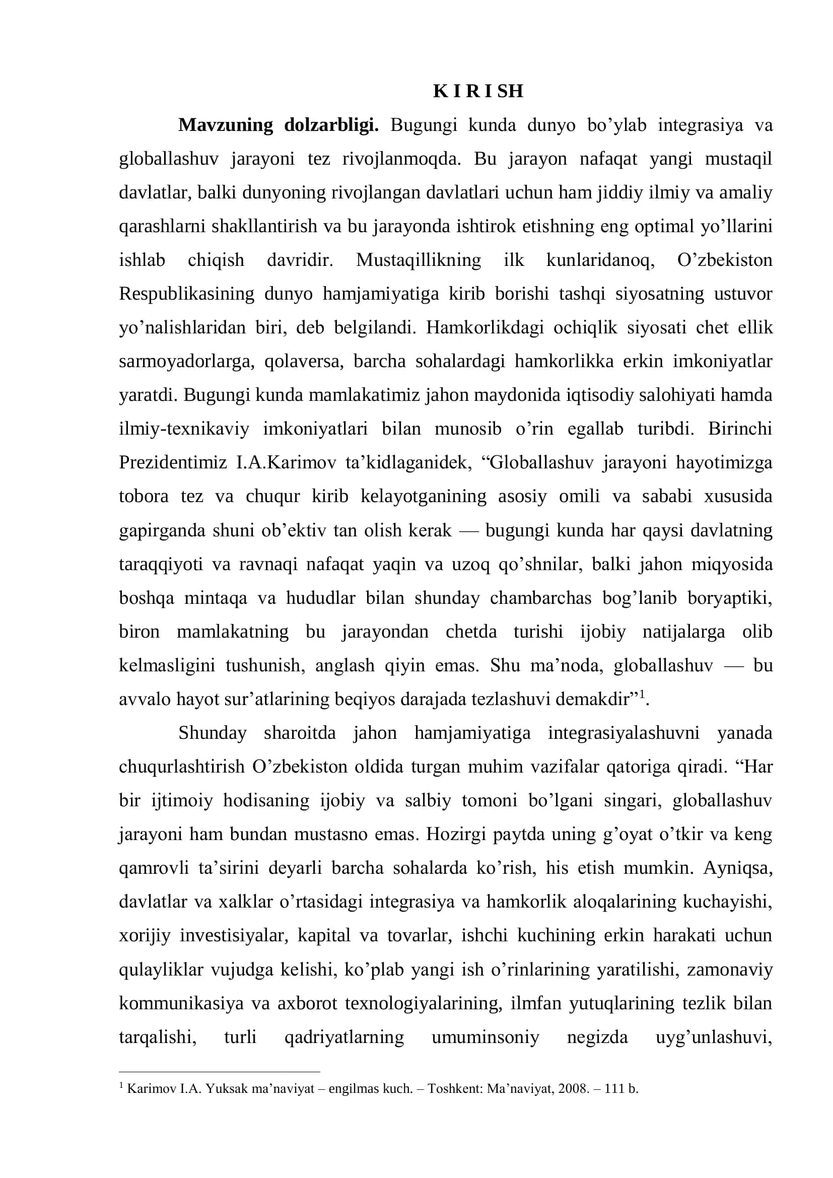 O‘ZBEKISTONNING JAHON SIVILIZASIYASIGA QO’SHILIB BORISHI VA UNING INSON OMILIGA IJOBIY TA’SIRI 3