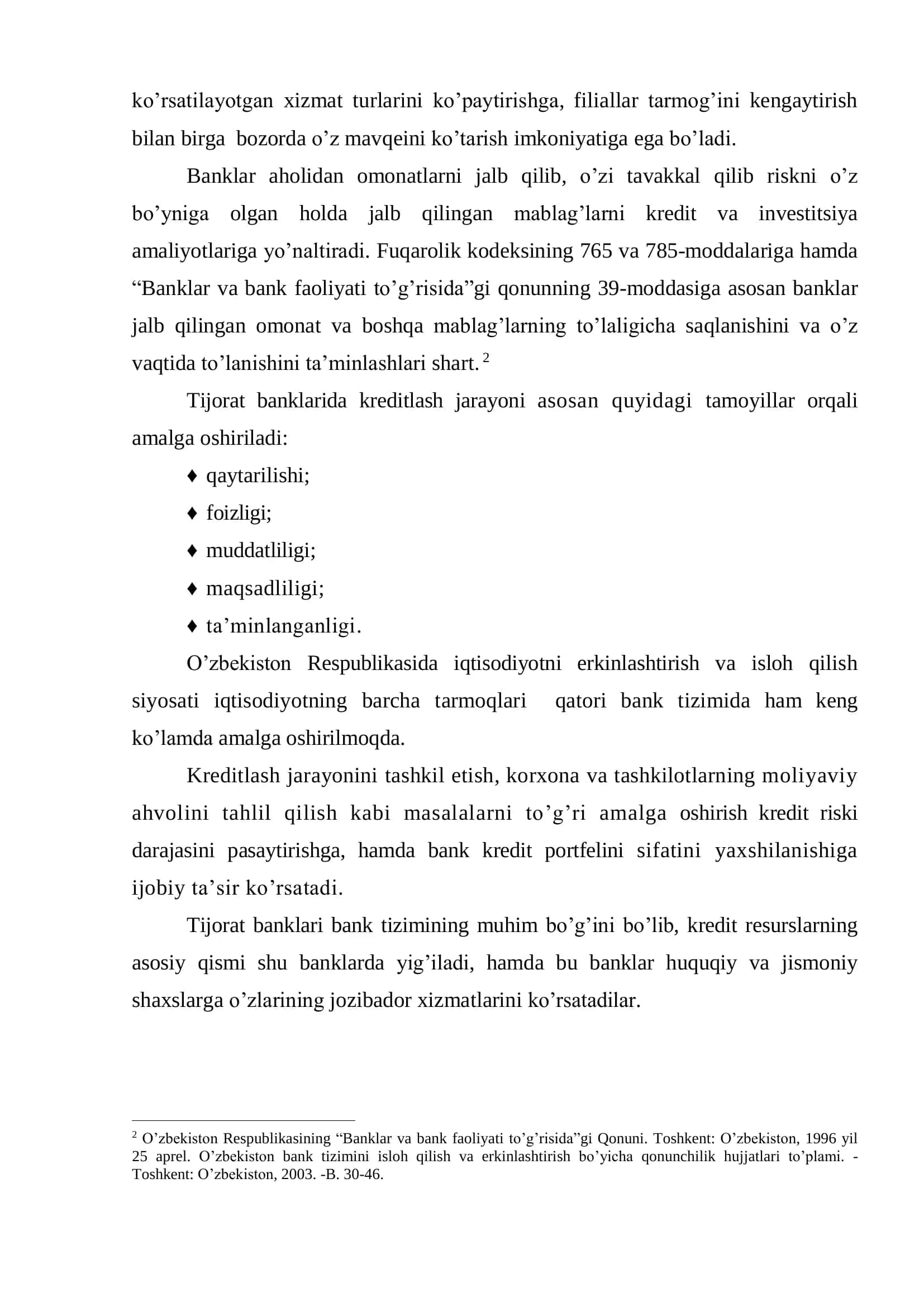 "TIJORAT BANKLARIDA KREDITLASH JARAYONLARINI TASHKIL ETISH ASOSLARI" 3