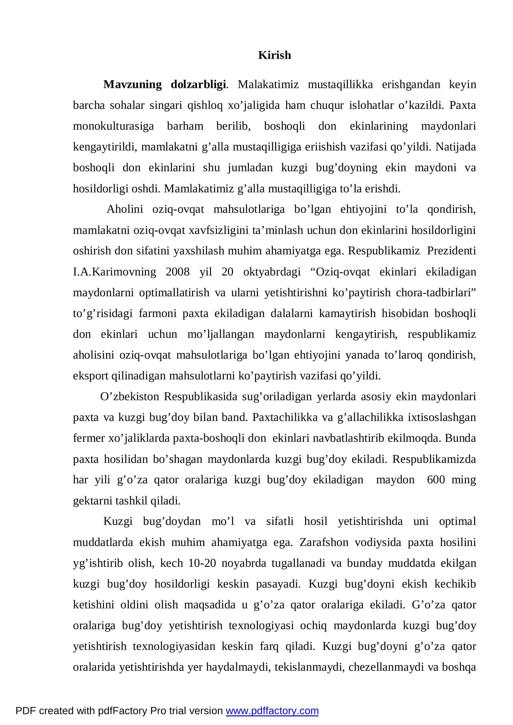 G’o’za qator oralarida kuzgi bug’doyni yetishtirish texnologiyasini va uni o’qitish uslubi 3