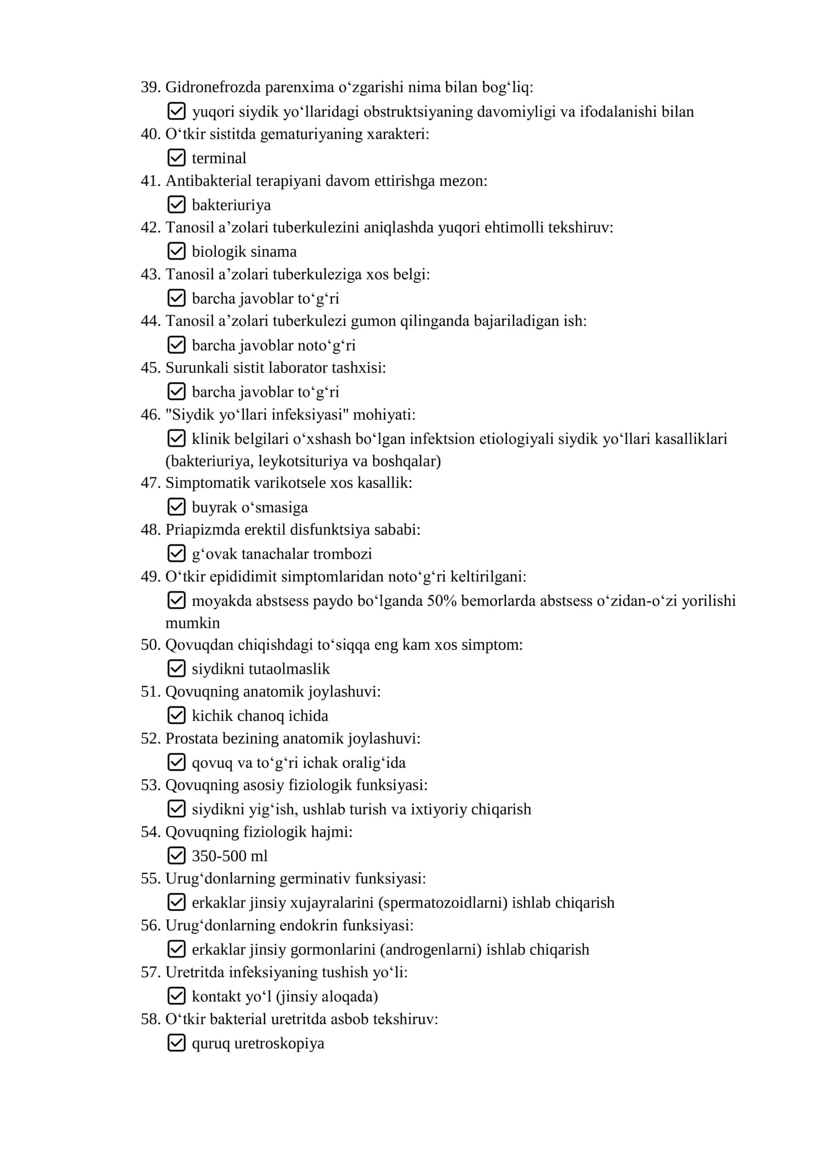 Argos test savollari javoblari bilan Andrologiya va seksopatologiya 3