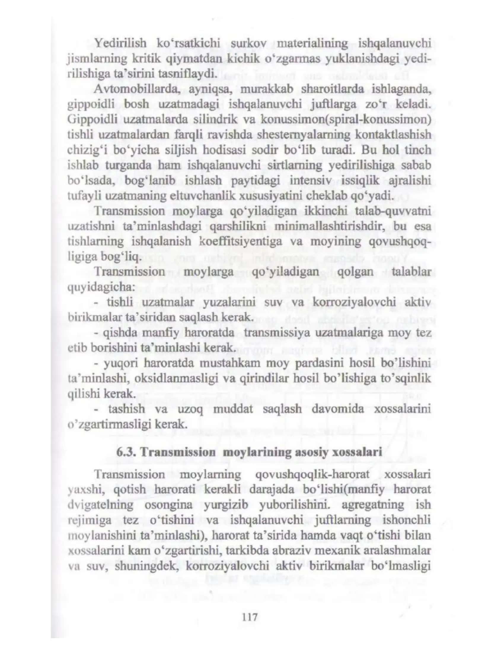 TRANSPORT VOSITALARINING UZATKICHLARIDA MOYLAR (TRANSMISSION MOYLAR) 3