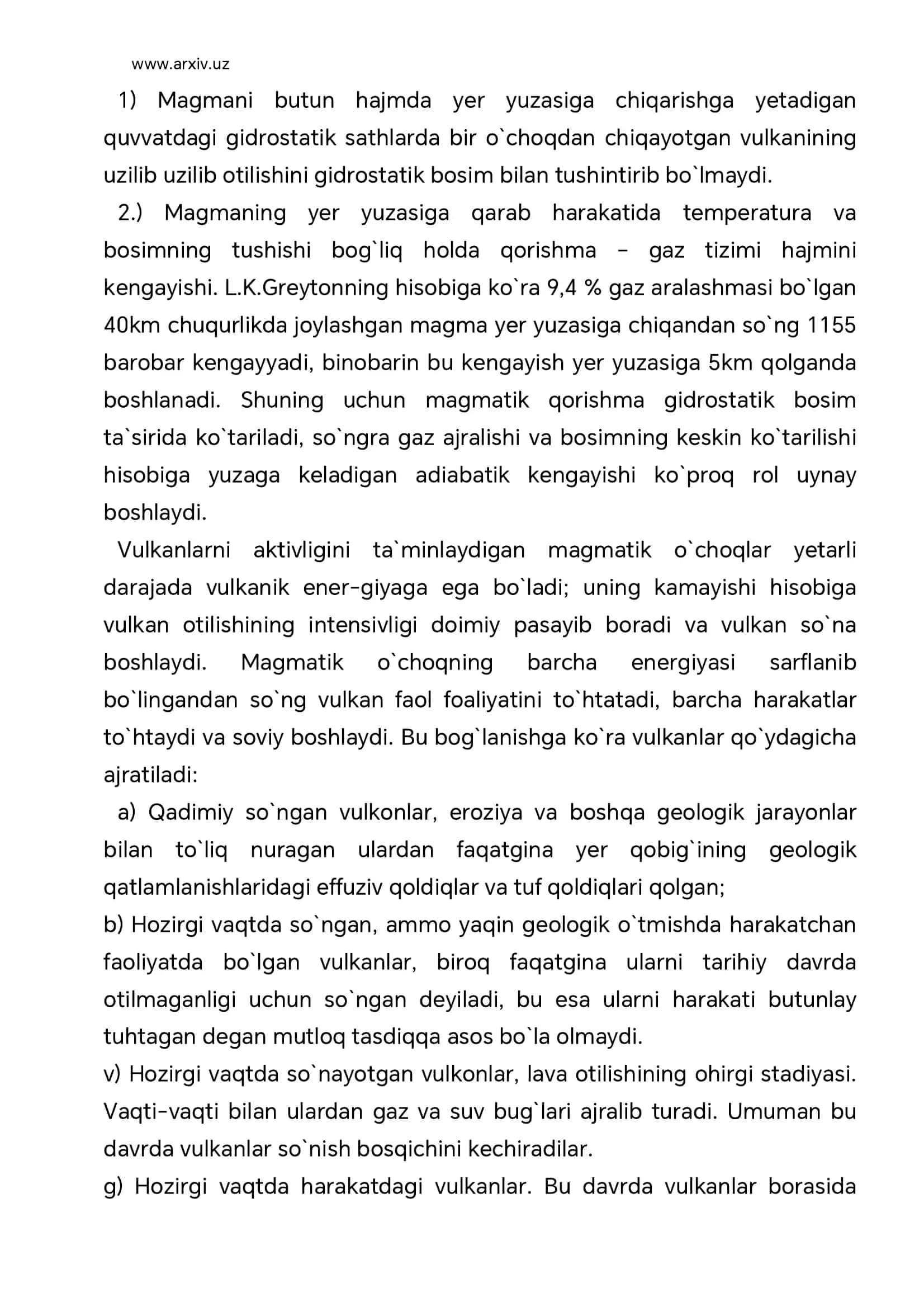 Effuziv magmatizm. Vulkanizm metamorfizm va metamorfik tog jinslari yer kobigida sodir buladigan tektonik harakatlar 3