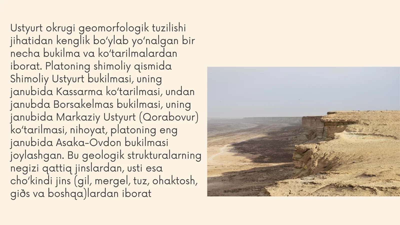 USTYURT TABIIY GEOGRAFIK OKRUGI VA IQLIMI, SUVLARI, TUPROQLARI, O‘SIMLIKLARI VA HAYVONOT DUNYOSI 3