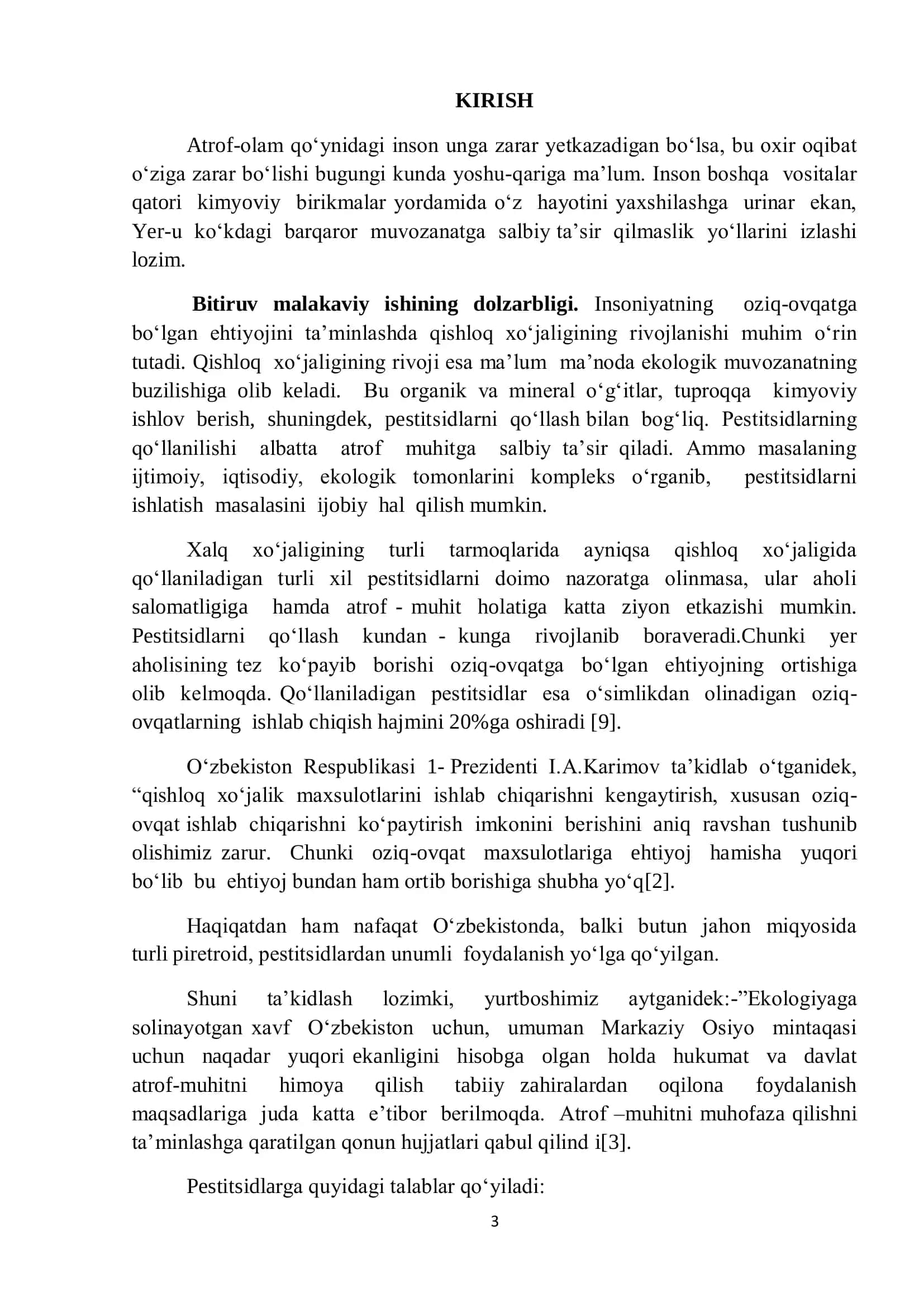PESTITSIDLAR QO’LLANILISHINING QISHLOQ HO’JALIGIDAGI RO’LI VA UNING ISTIQBOLLARI 3