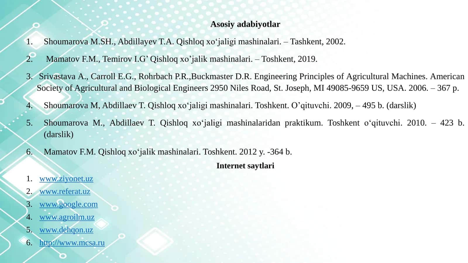 Tuproq frezasi vazifasi, turlari, tuzilishi va texnologik ish jarayoni. G‘altakmolalar, ularning ishiga qo‘yiladigan agrotexnik talablar 3