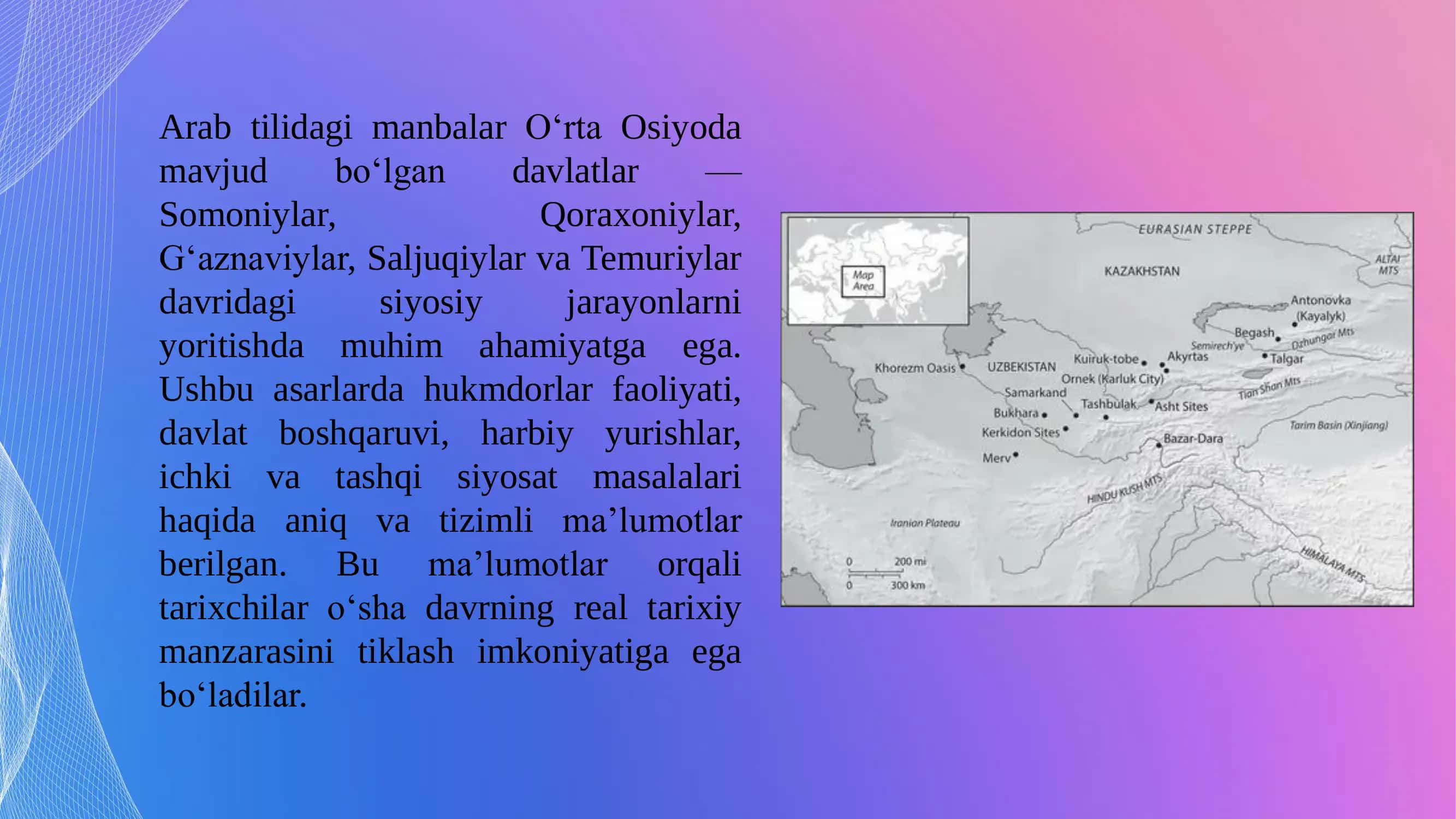 O‘rta Osiyo tarixi IX-XV asrlarda yozilgan arab tilidagi manbalar 3
