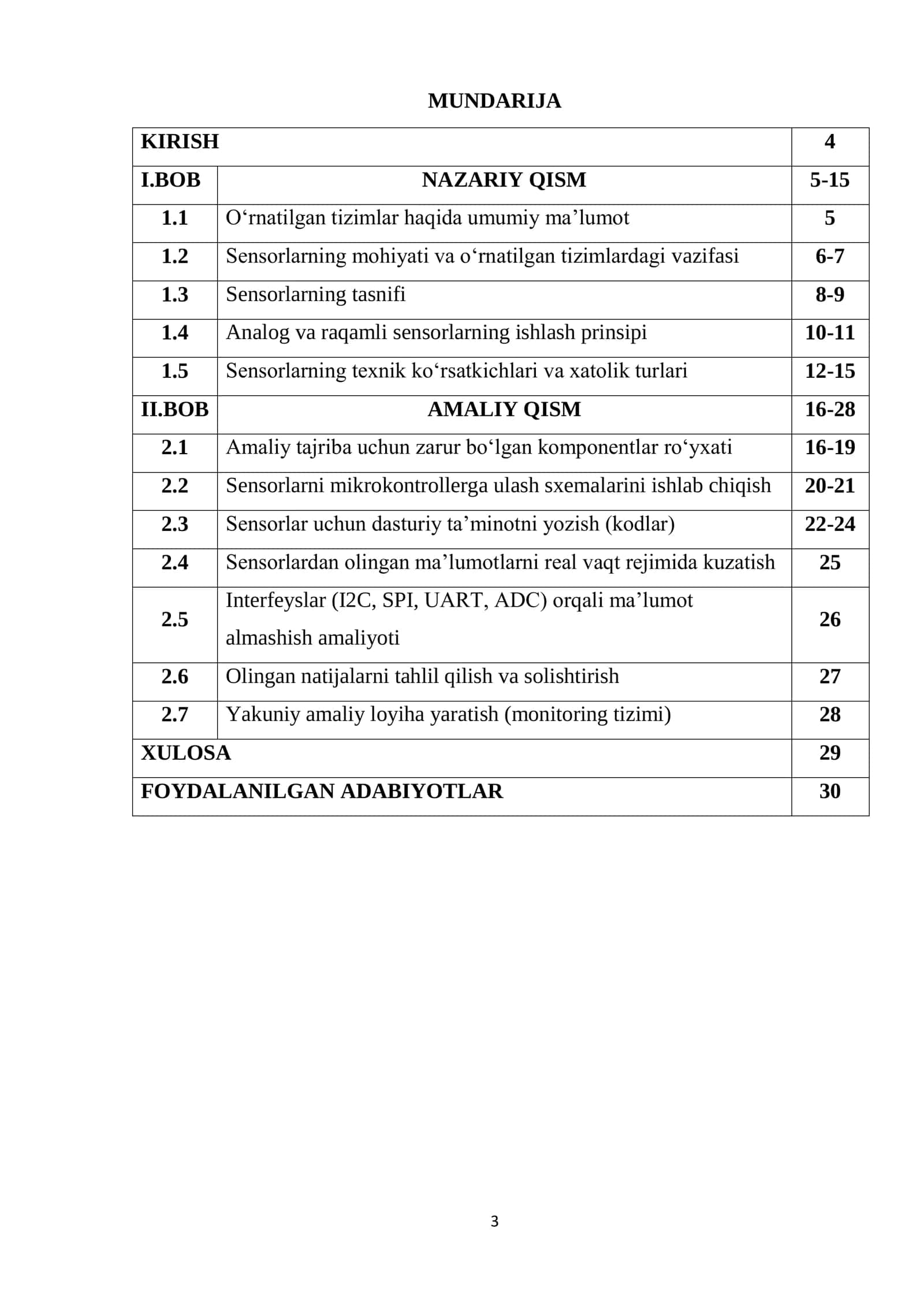O‘rnatilgan tizimlarda sensorlar va ularning interfeyslari 3