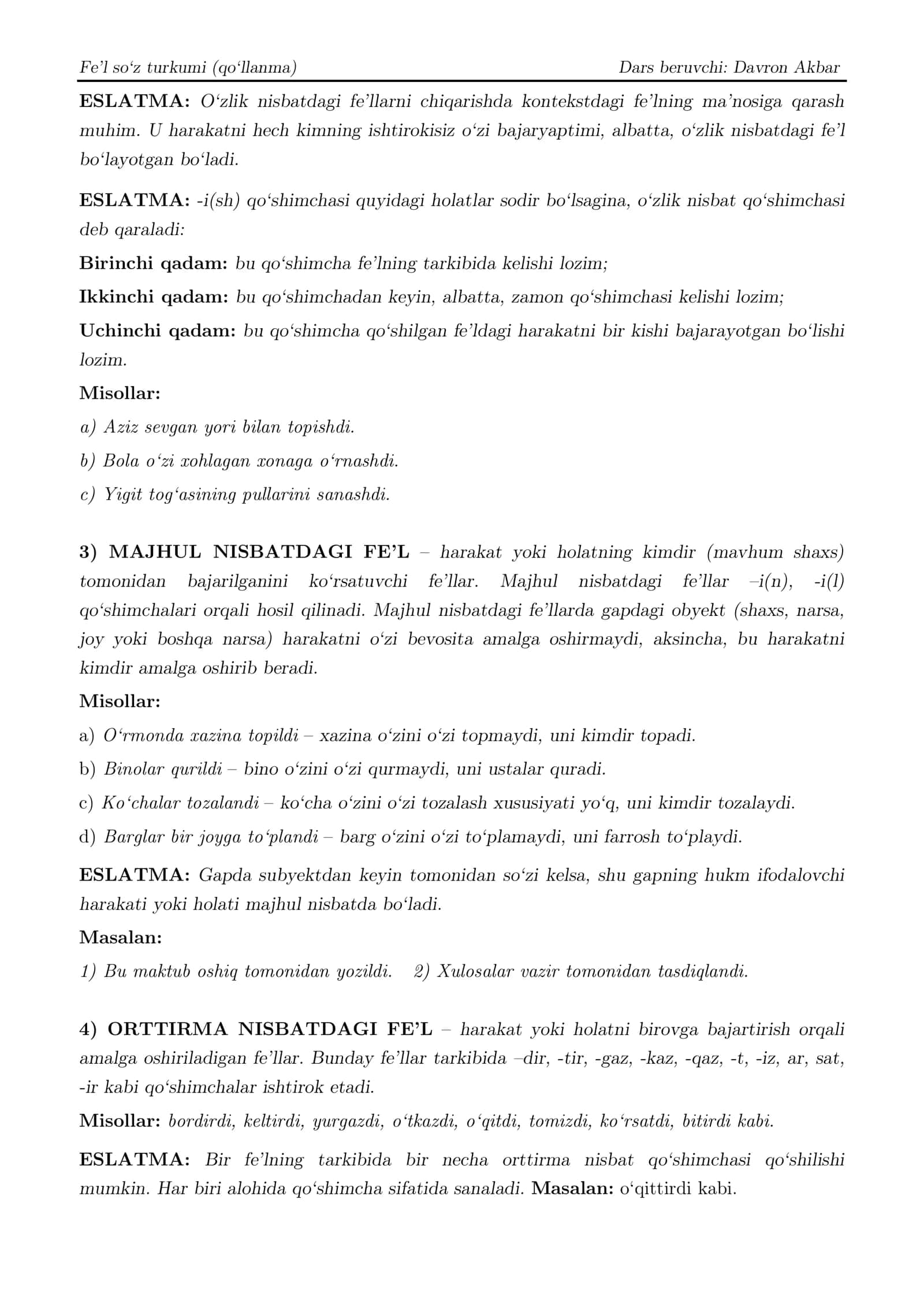 Fe'l so'z turkumi (qo'llanma) 3