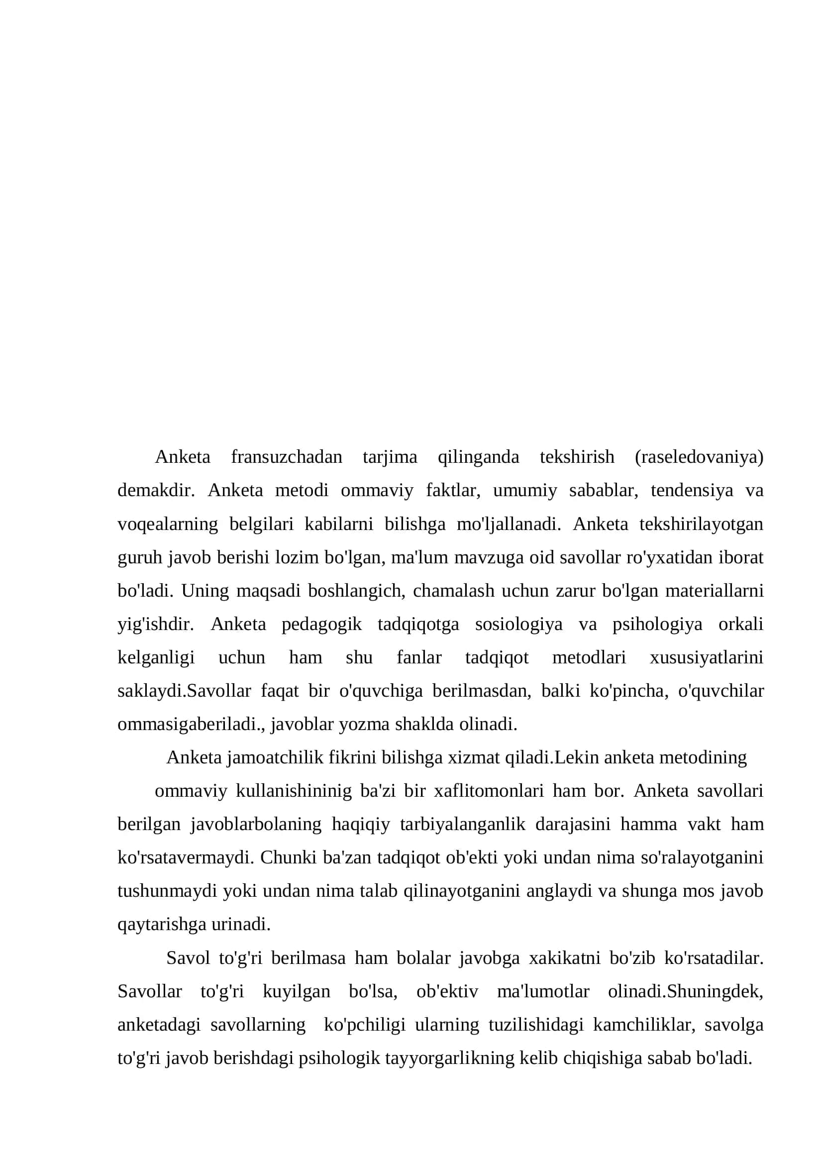 Anketa, test va suhbat metodlari 3