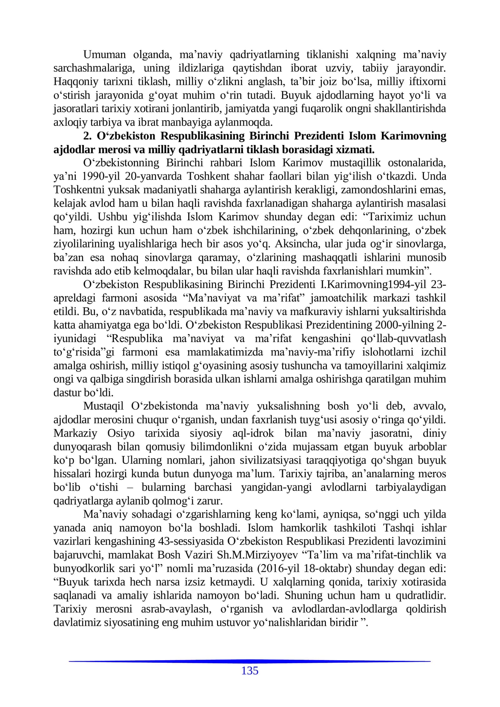 MUSTAQILLIK YILLARIDA O‘ZBEKISTONDAGI MAʼNAVIY VA MADANIY TARAQQIYOT 3