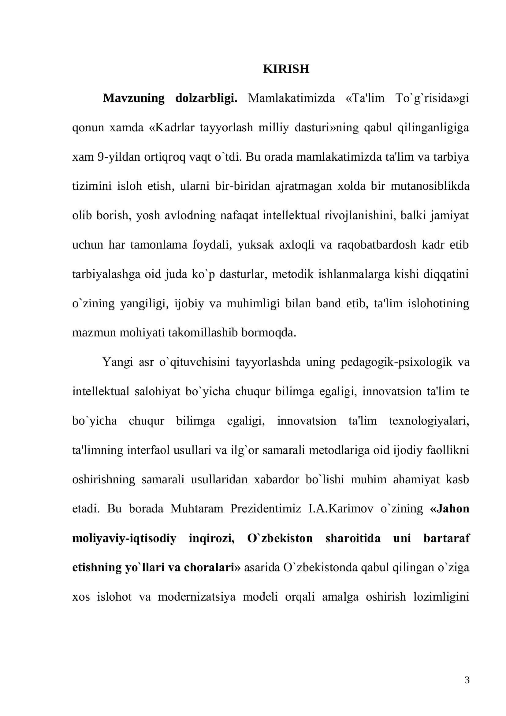«Boshlang`ich ona tili ta'limida diktant va uning turlari ustida ustida ishlash mеtodikasi» mavzusidagi B I T I R U V M A L A K A V I Y I SH I 3