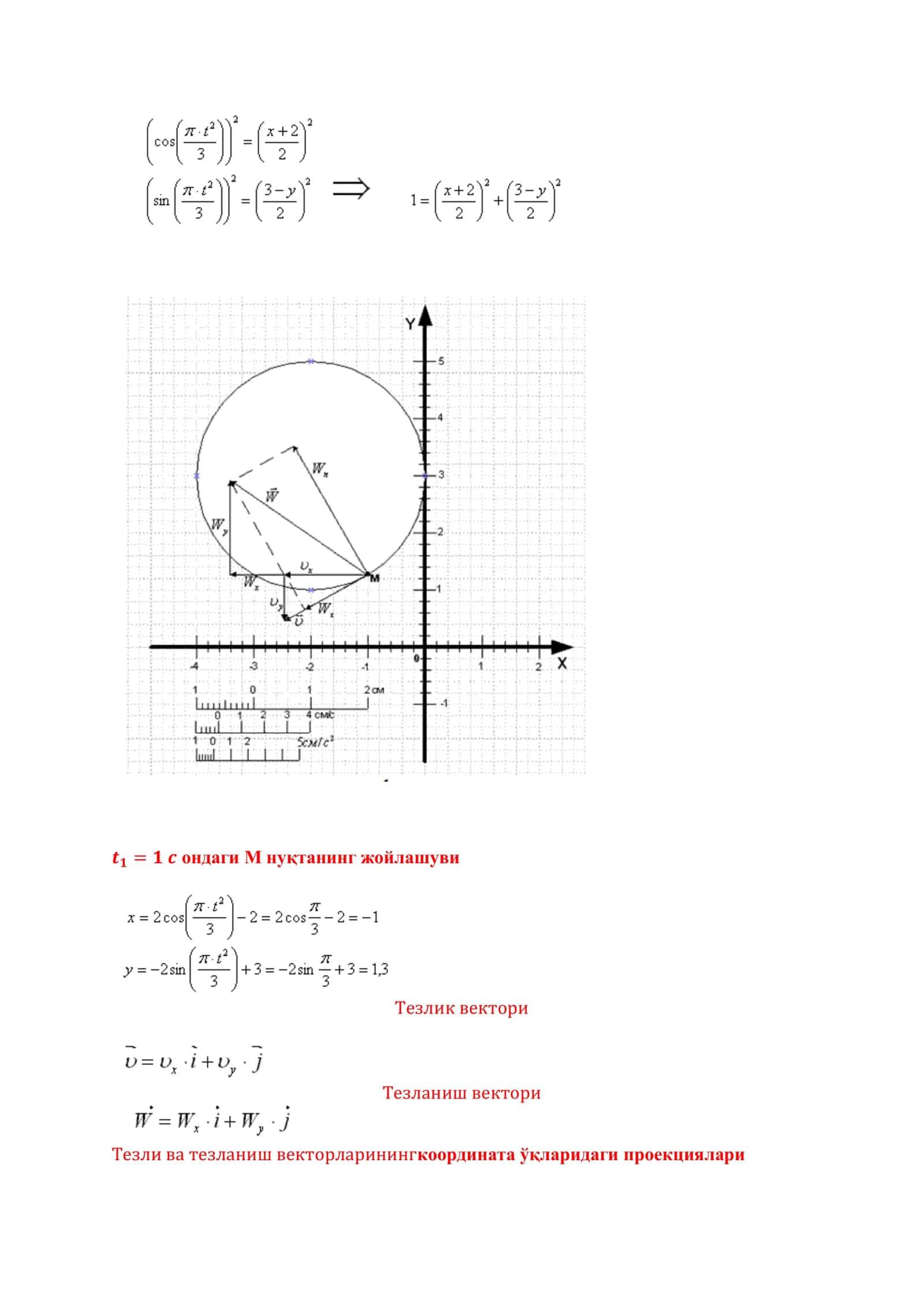 Nuqtaning kinematik parametrlarini aniqlash 3