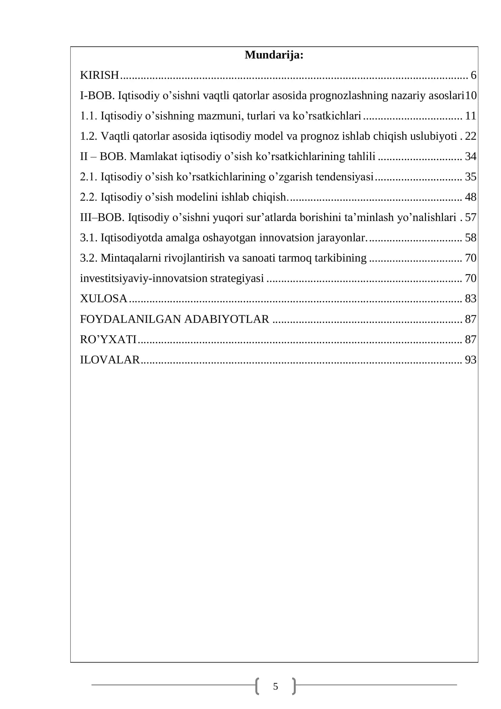 Iqtisodiy o’sishni vaqtli qatorlar asosida prognozlash 3