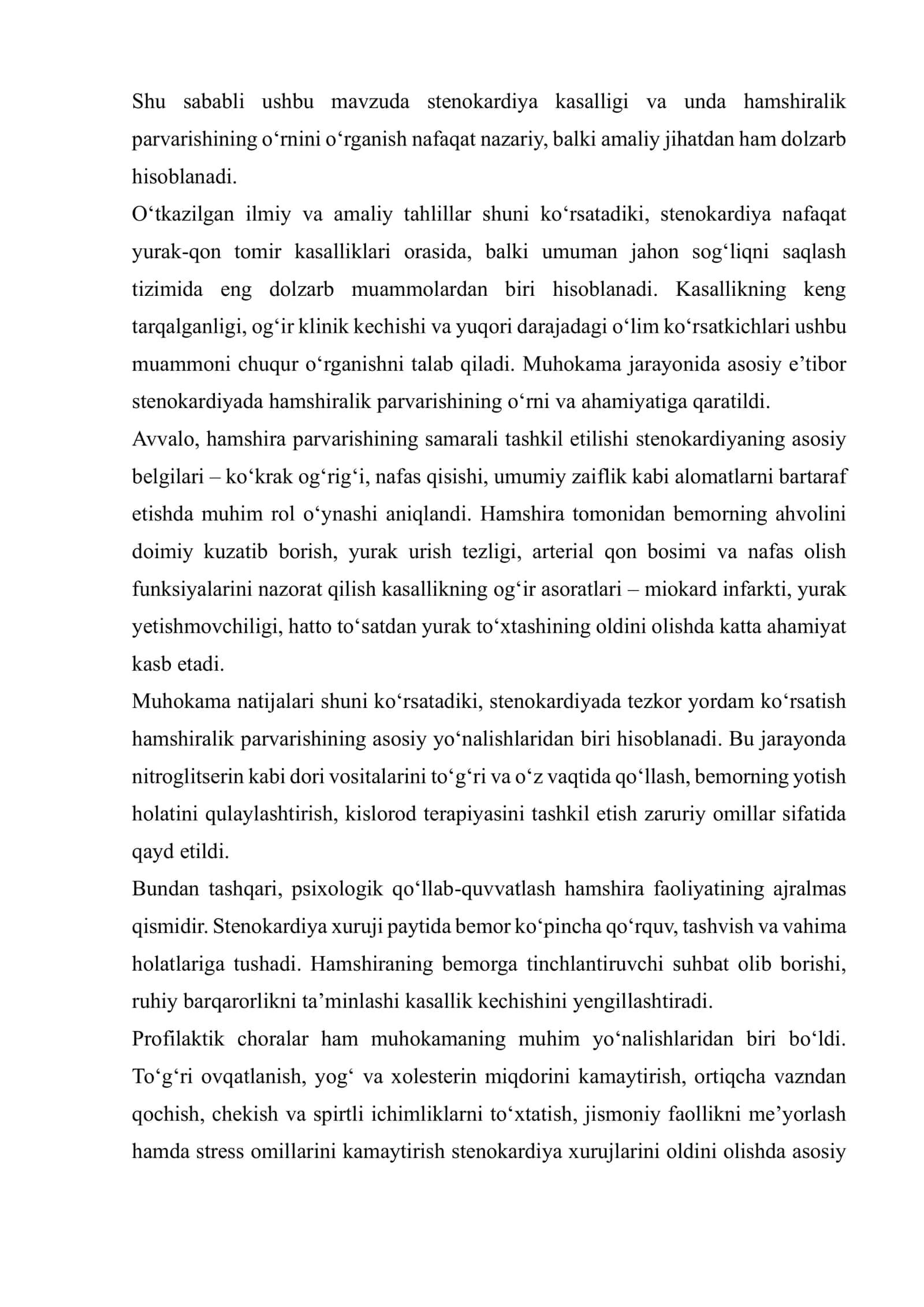 YURAK QON TOMIR KASALIKLARIDA HAMSHIRA PARVARISHI 3