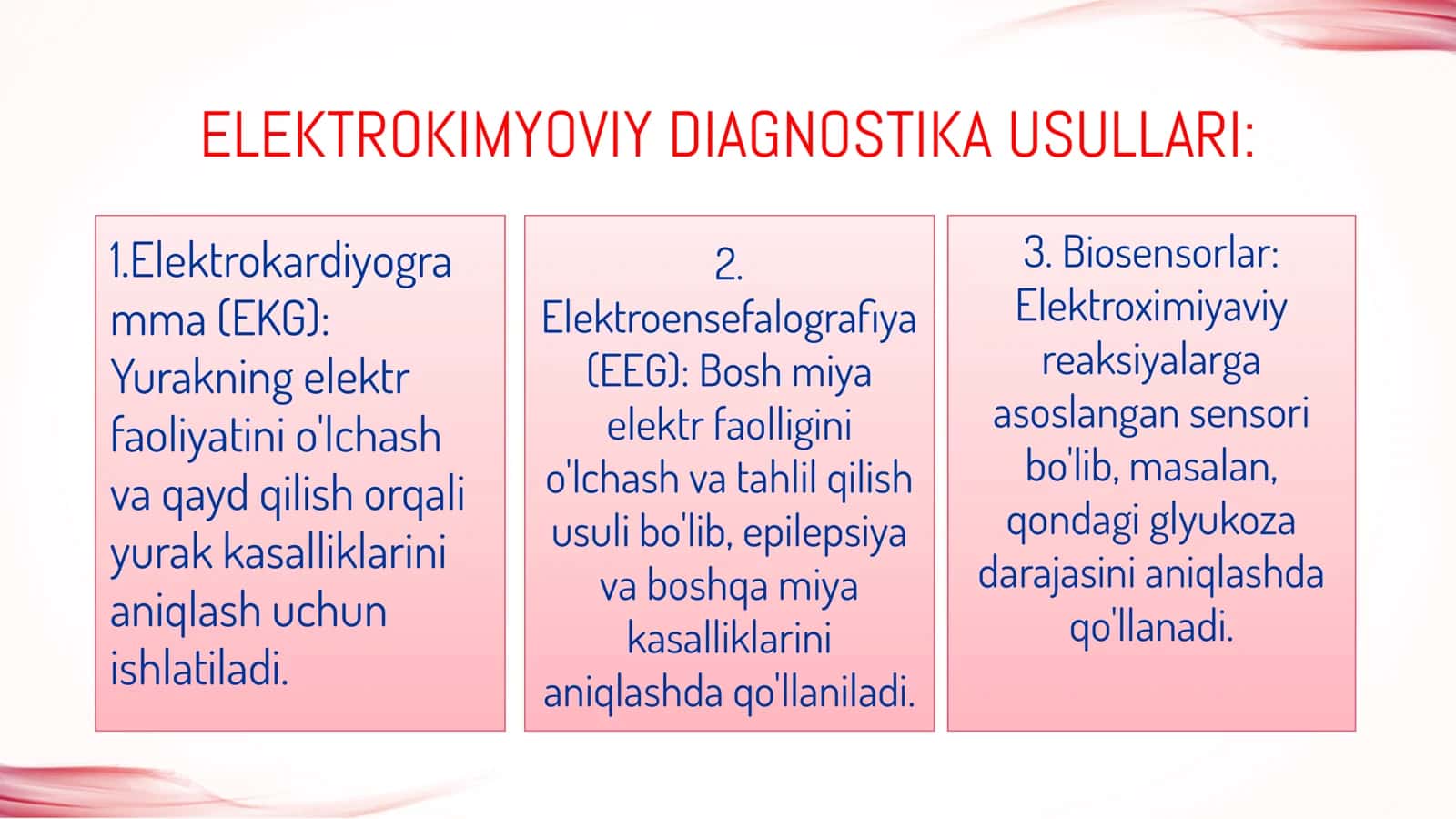 TIBBIY KIMYO ELEKTROKIMYOVIY DAVOLASH VA DIAGNOSTIKA USULLARI 3