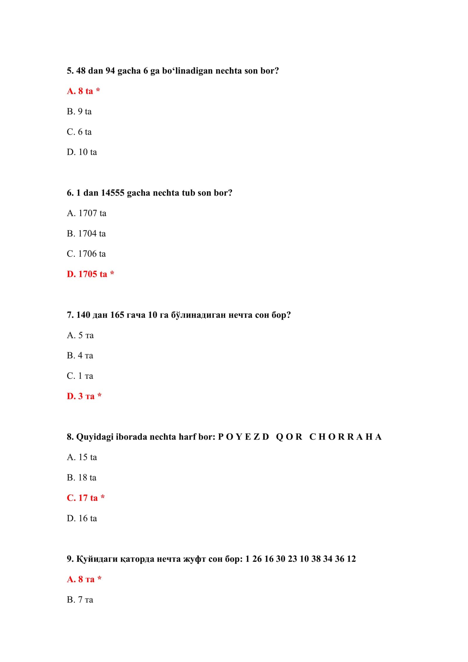 BOJXONA ISHIGA KIRISH UCHUN 100 TA TEST 3