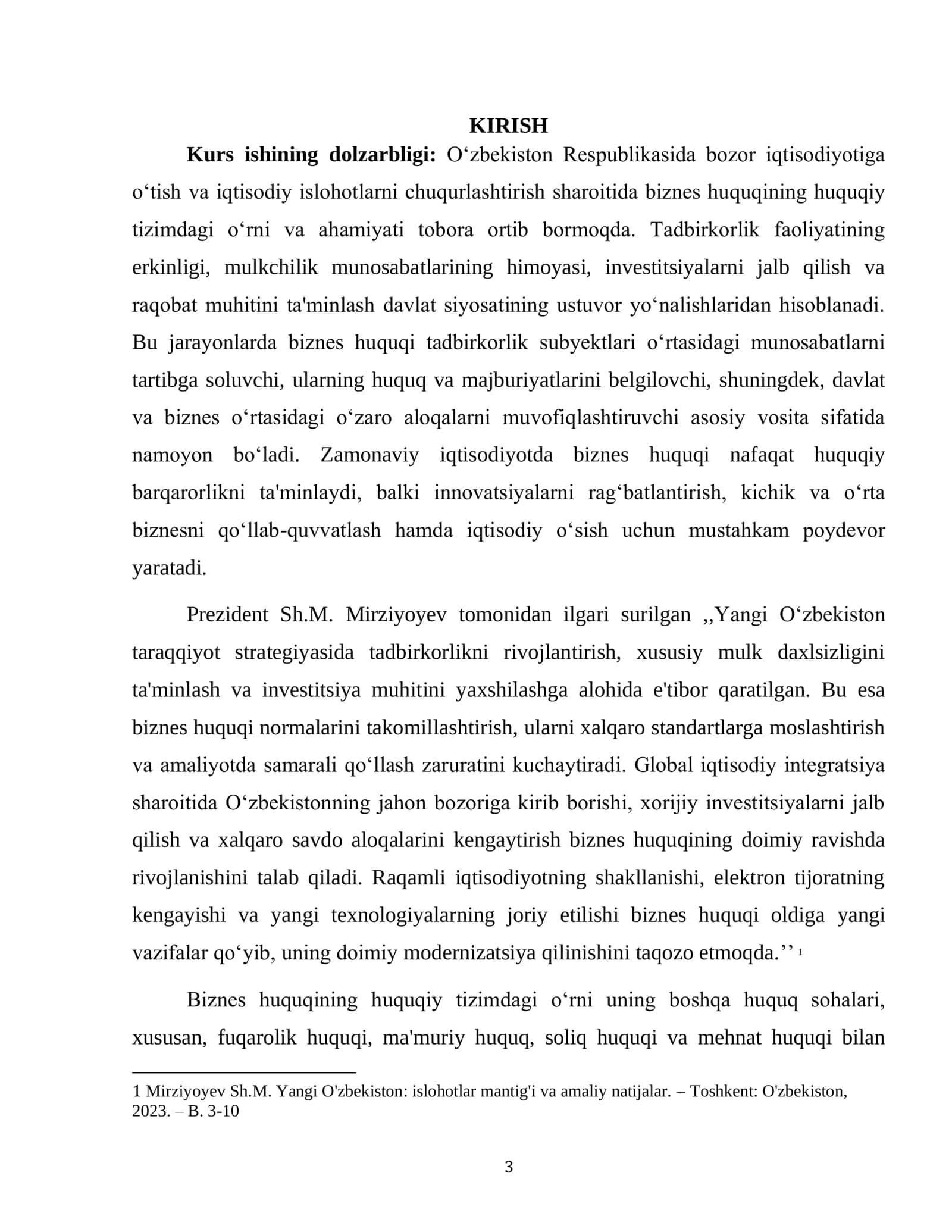 Biznes huquqining huquqiy tizimdagi o'rni va rivojlanish istiqbollari 3