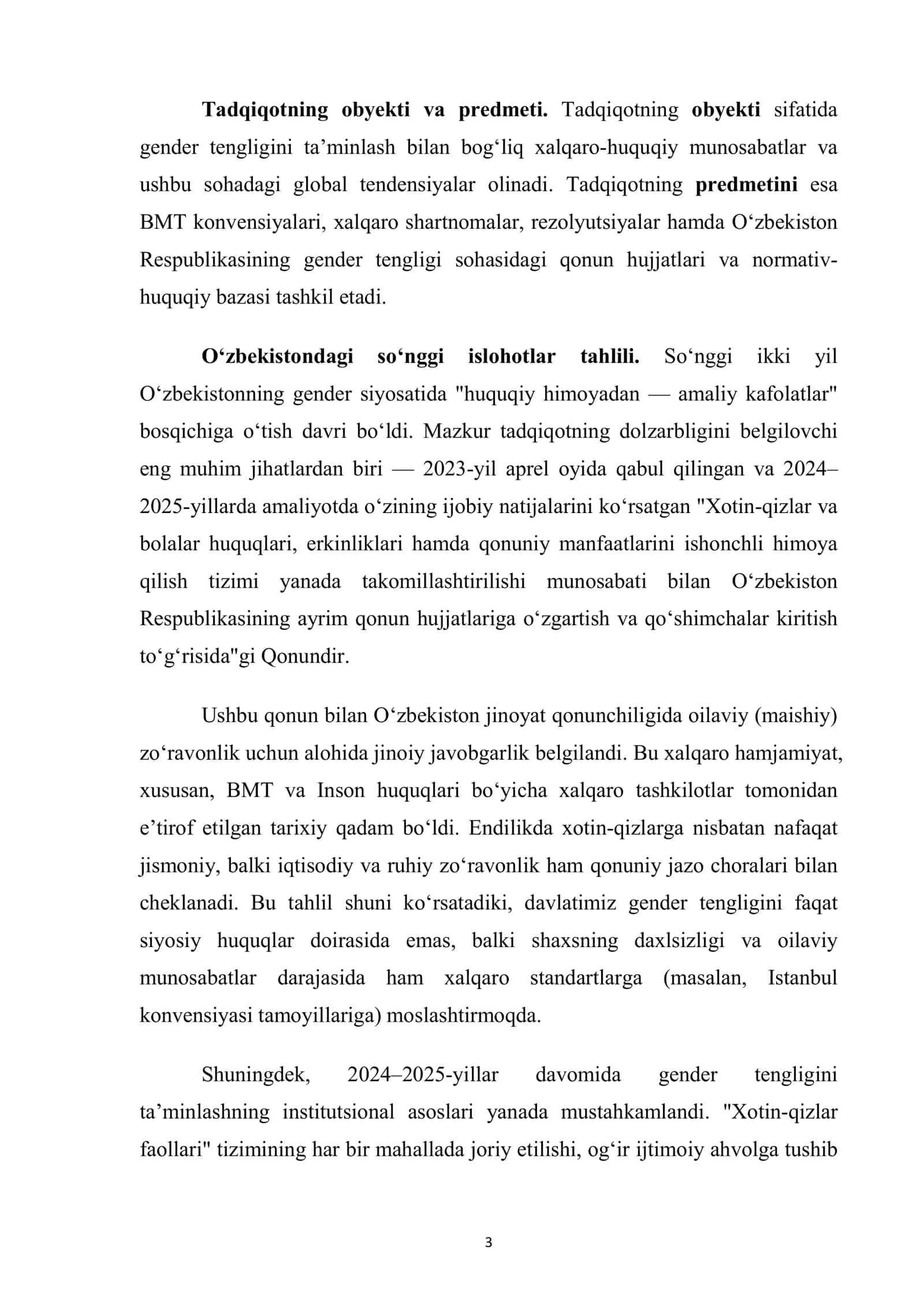 gender tengligining xalqaro-huquqiy asoslarini kompleks tahlil qilish 3